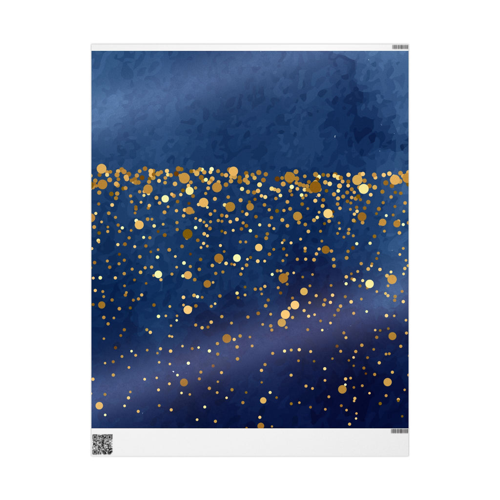 Elegant Blue and Gold Dotted Wrapping Paper Roll
