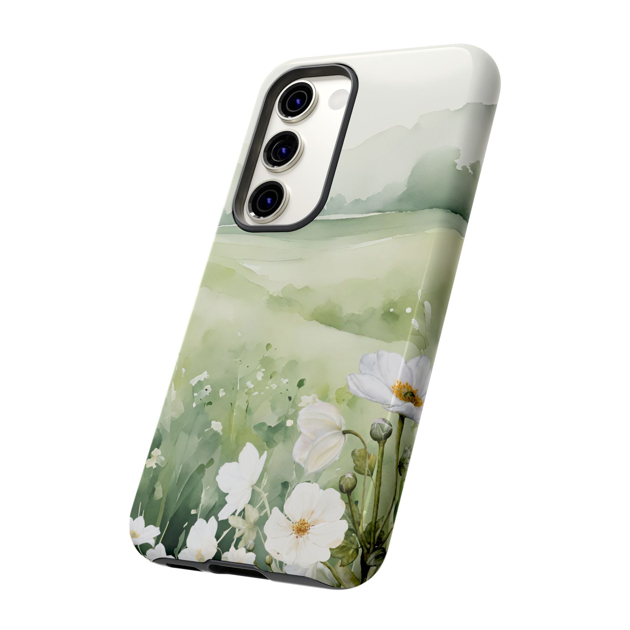 Phone Case - Soft Serene Landscape with White Flowers