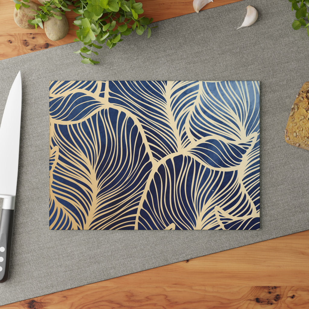 Elegant Leaf Design Glass Cutting Board