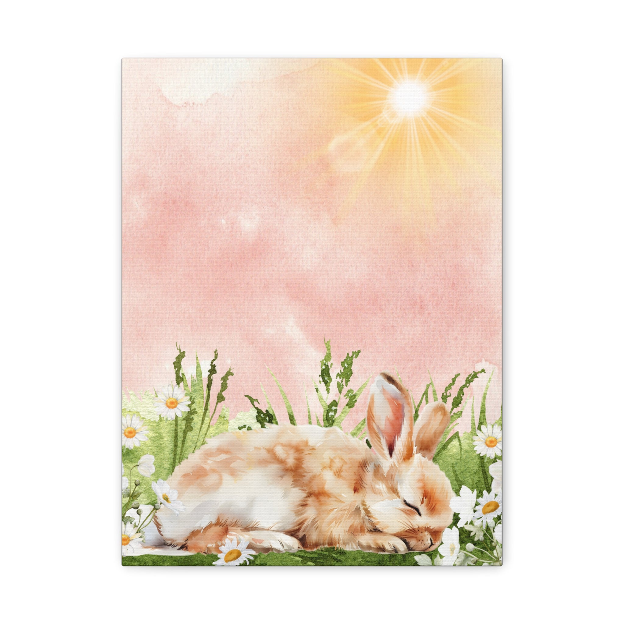 Canvas Print - Baby Bunny Napping in Watercolor Sunlight
