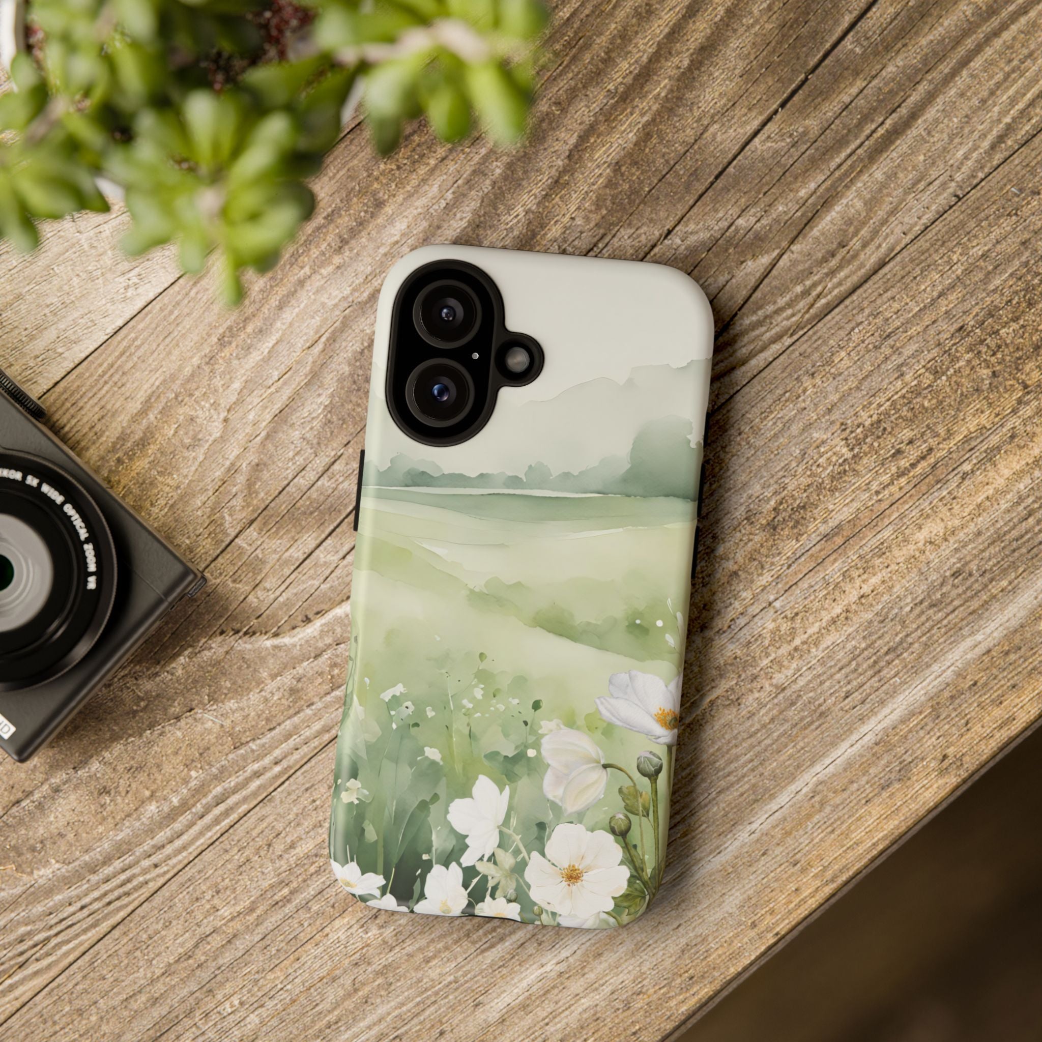 Phone Case - Soft Serene Landscape with White Flowers