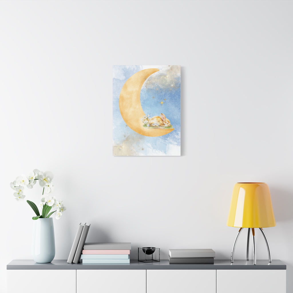 Whimsical Moon Rabbit Canvas Art