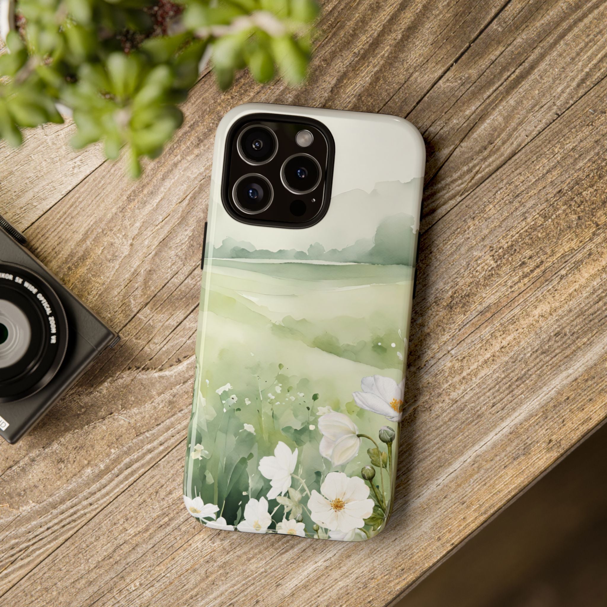 Phone Case - Soft Serene Landscape with White Flowers