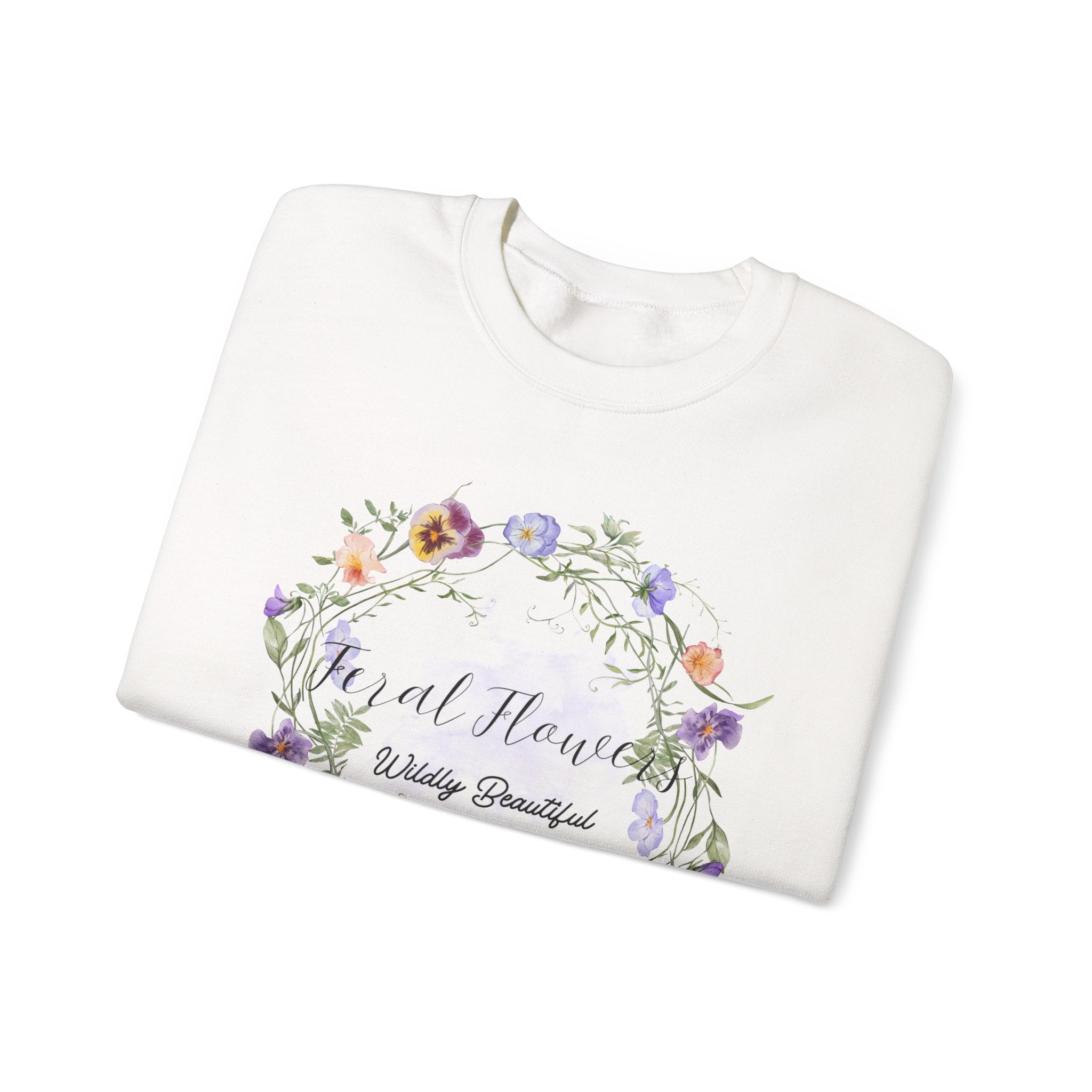 Floral Crewneck Sweatshirt with 'Wildly Beautiful' Slogan