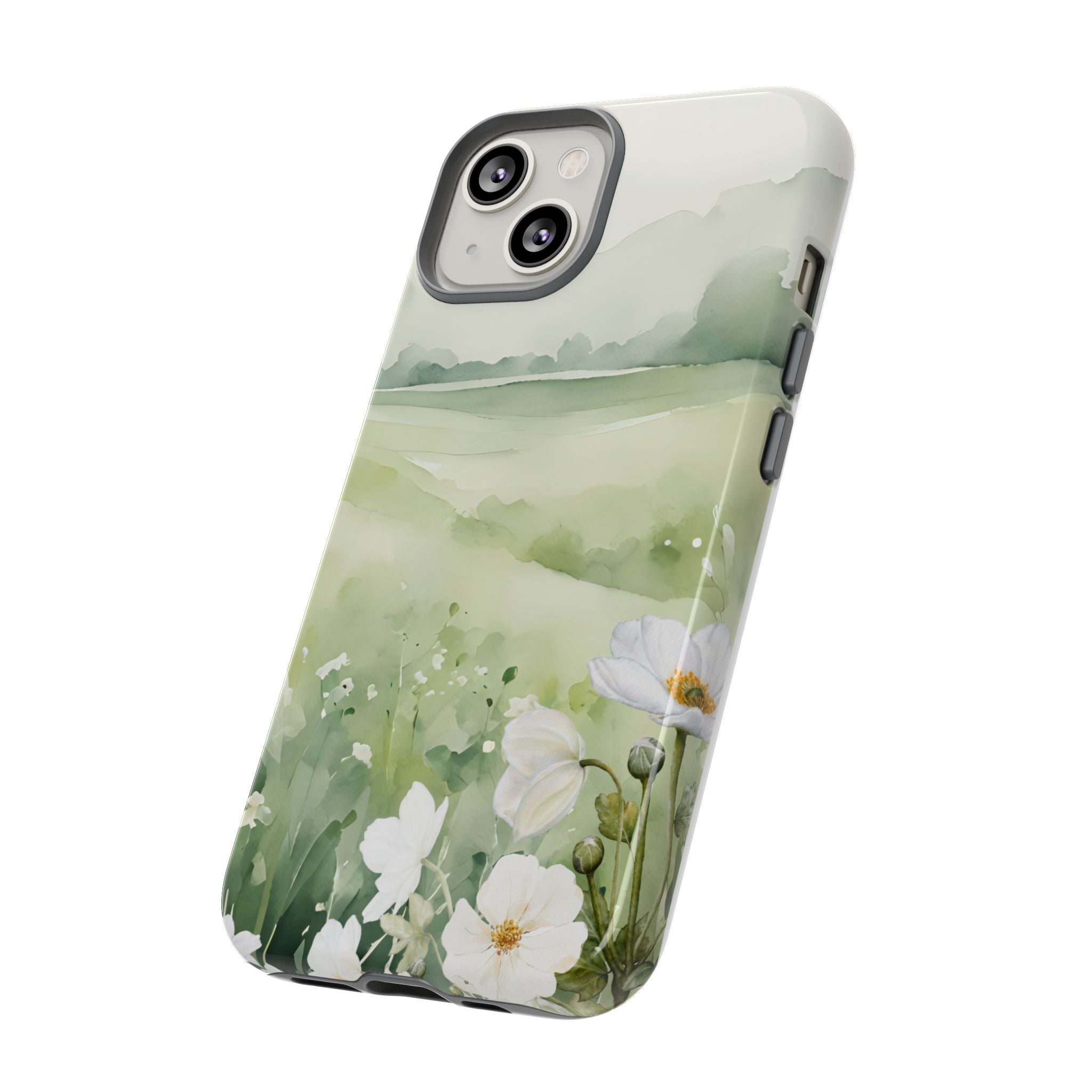 Phone Case - Soft Serene Landscape with White Flowers