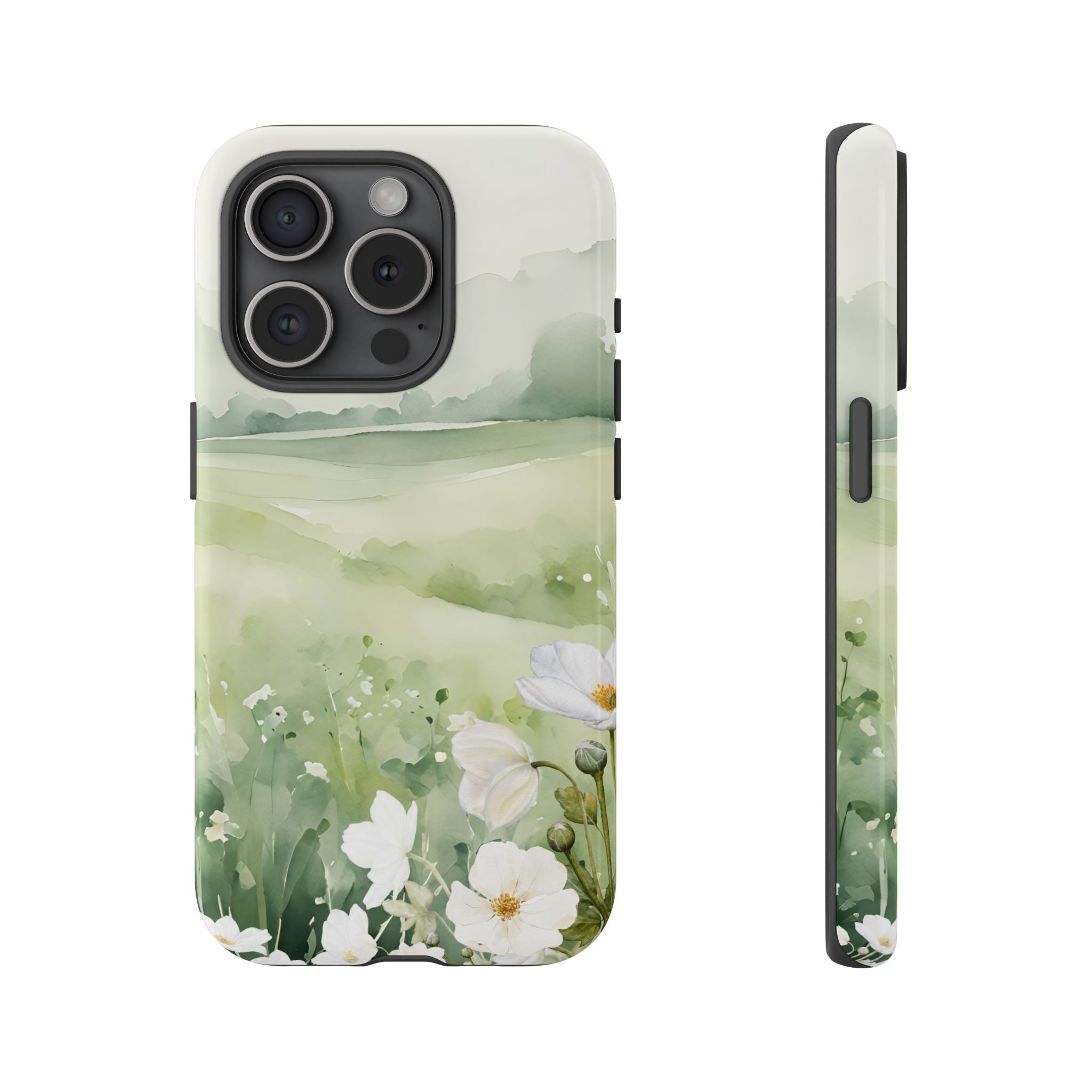 Phone Case - Soft Serene Landscape with White Flowers