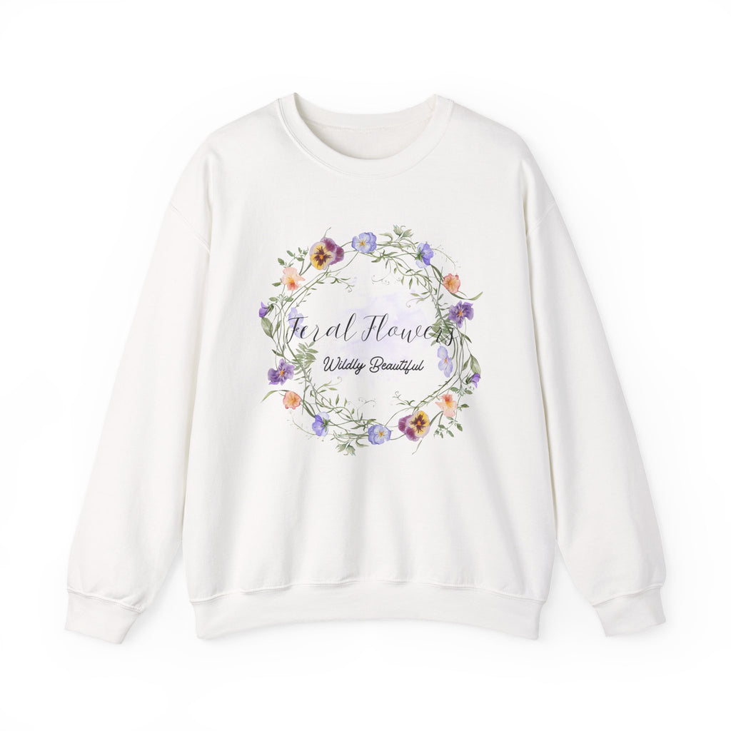 Floral Crewneck Sweatshirt with 'Wildly Beautiful' Slogan