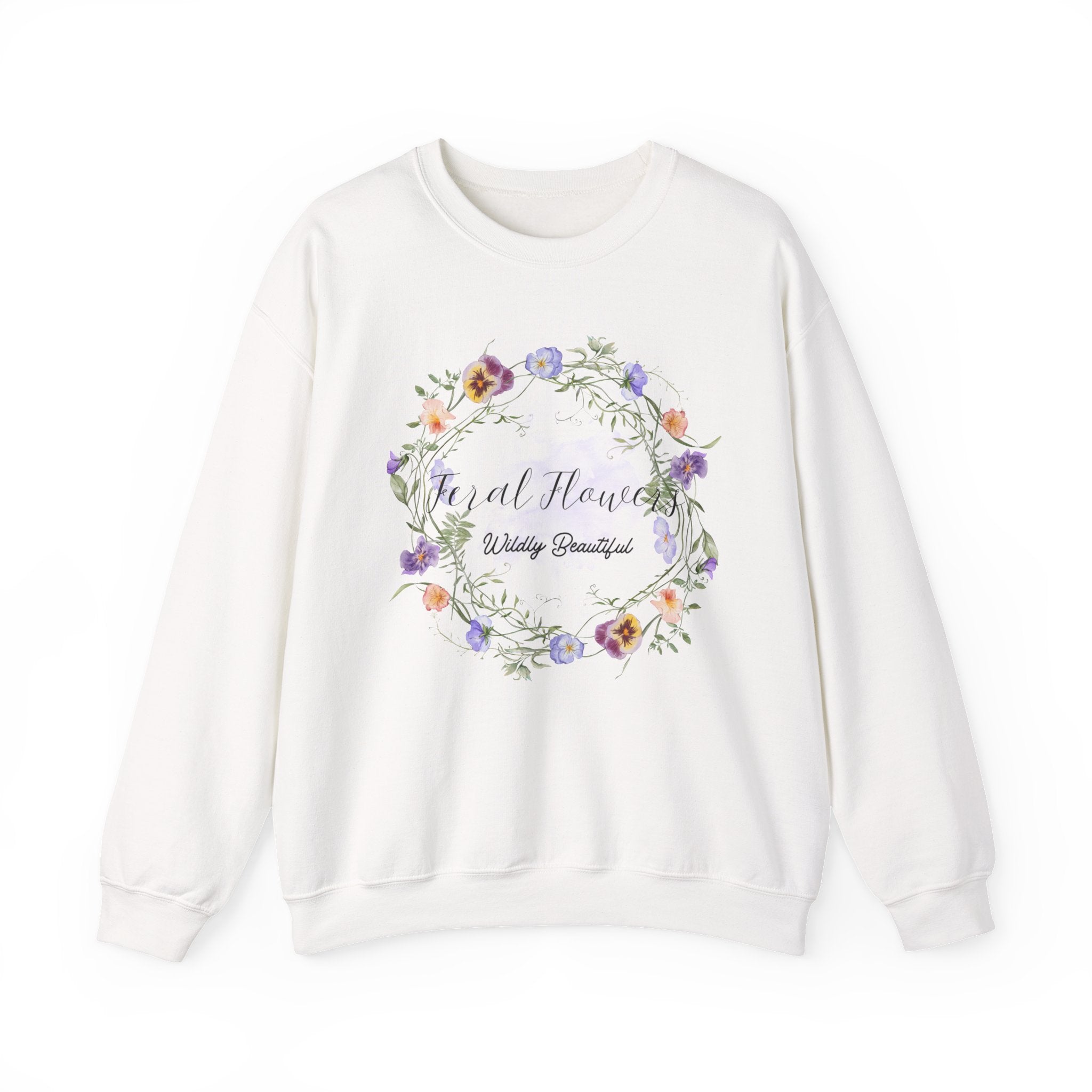 Floral Crewneck Sweatshirt with 'Wildly Beautiful' Slogan