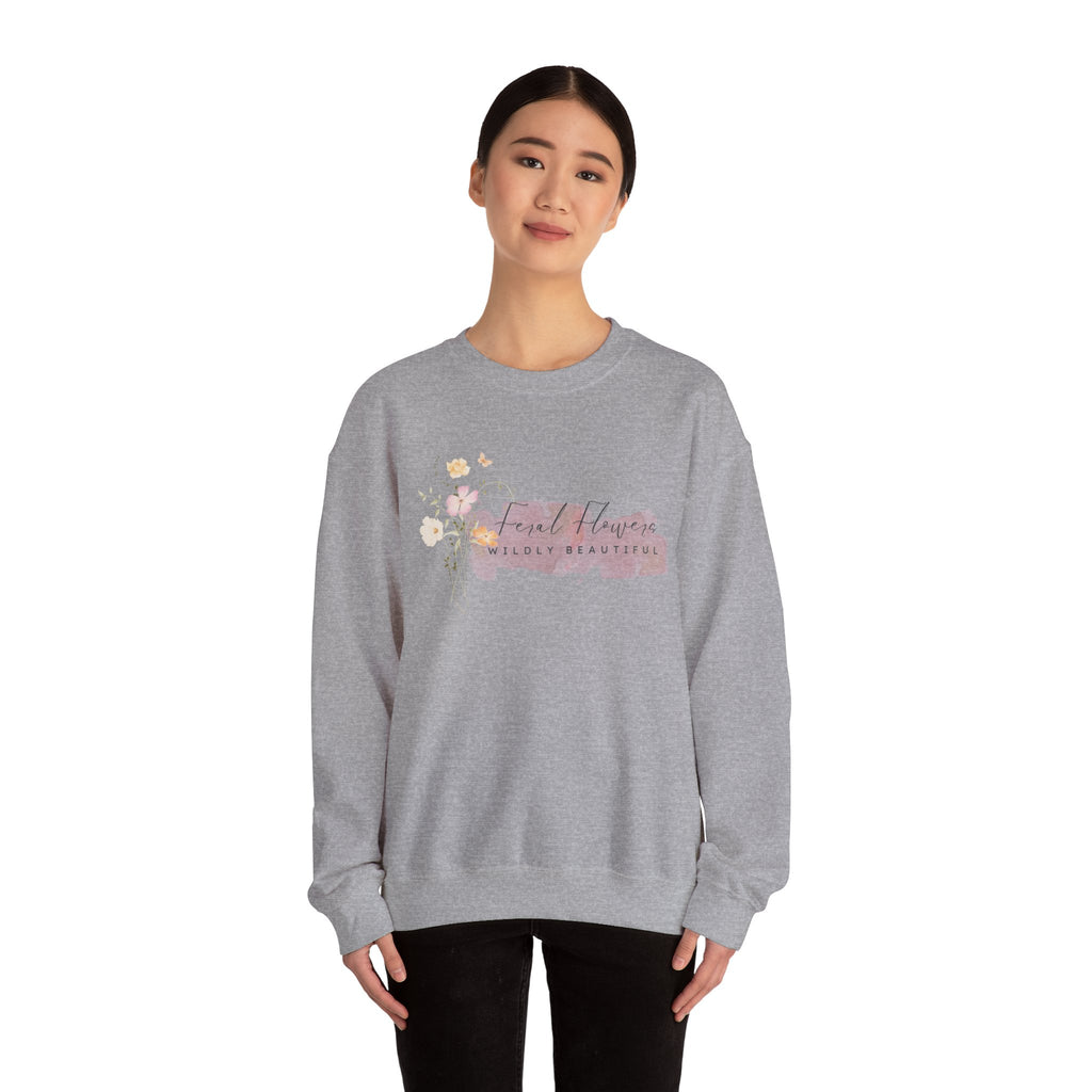 Crewneck Sweatshirt with Feral Flowers Design