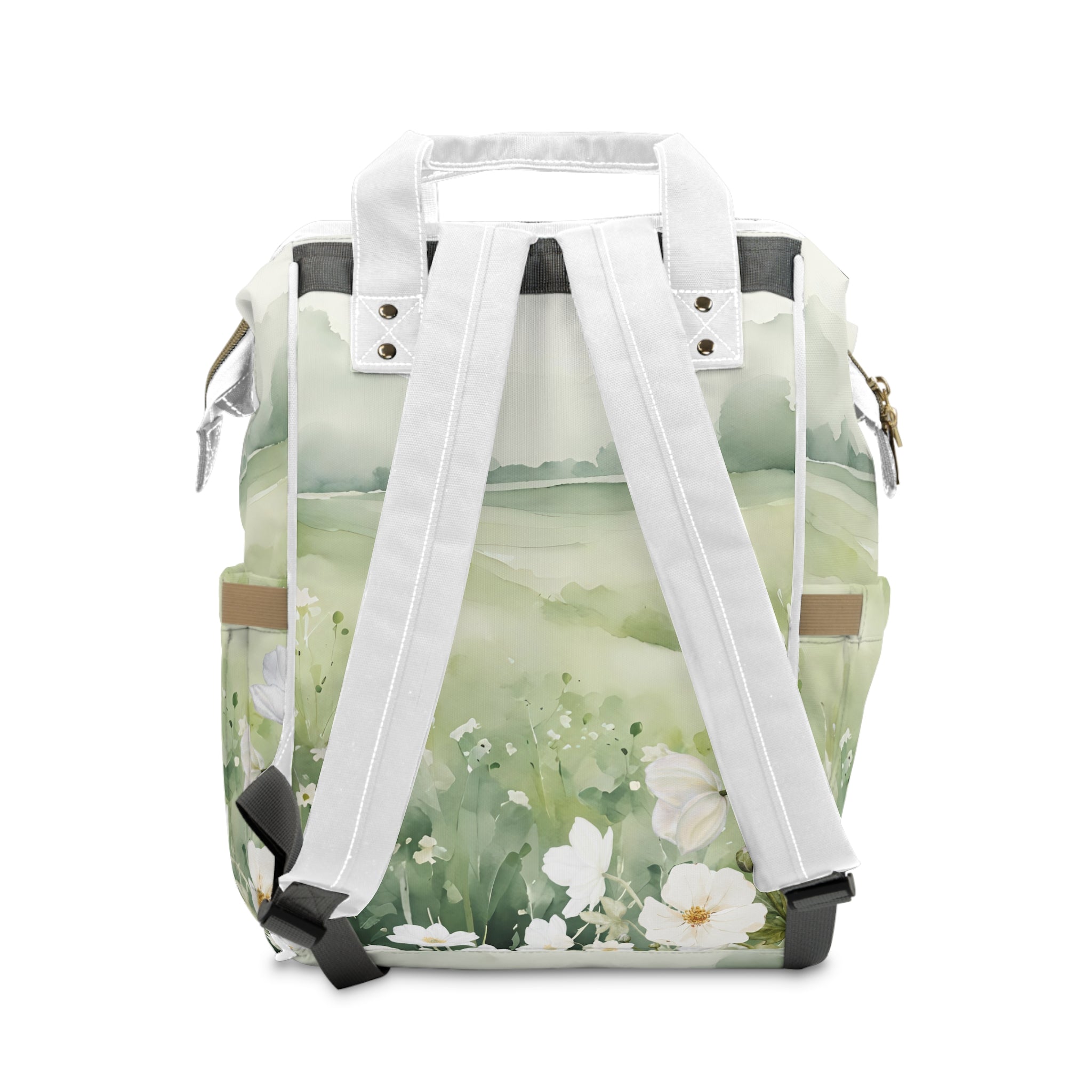 Floral Multifunctional Diaper Backpack - Stylish Baby Bag for Parents
