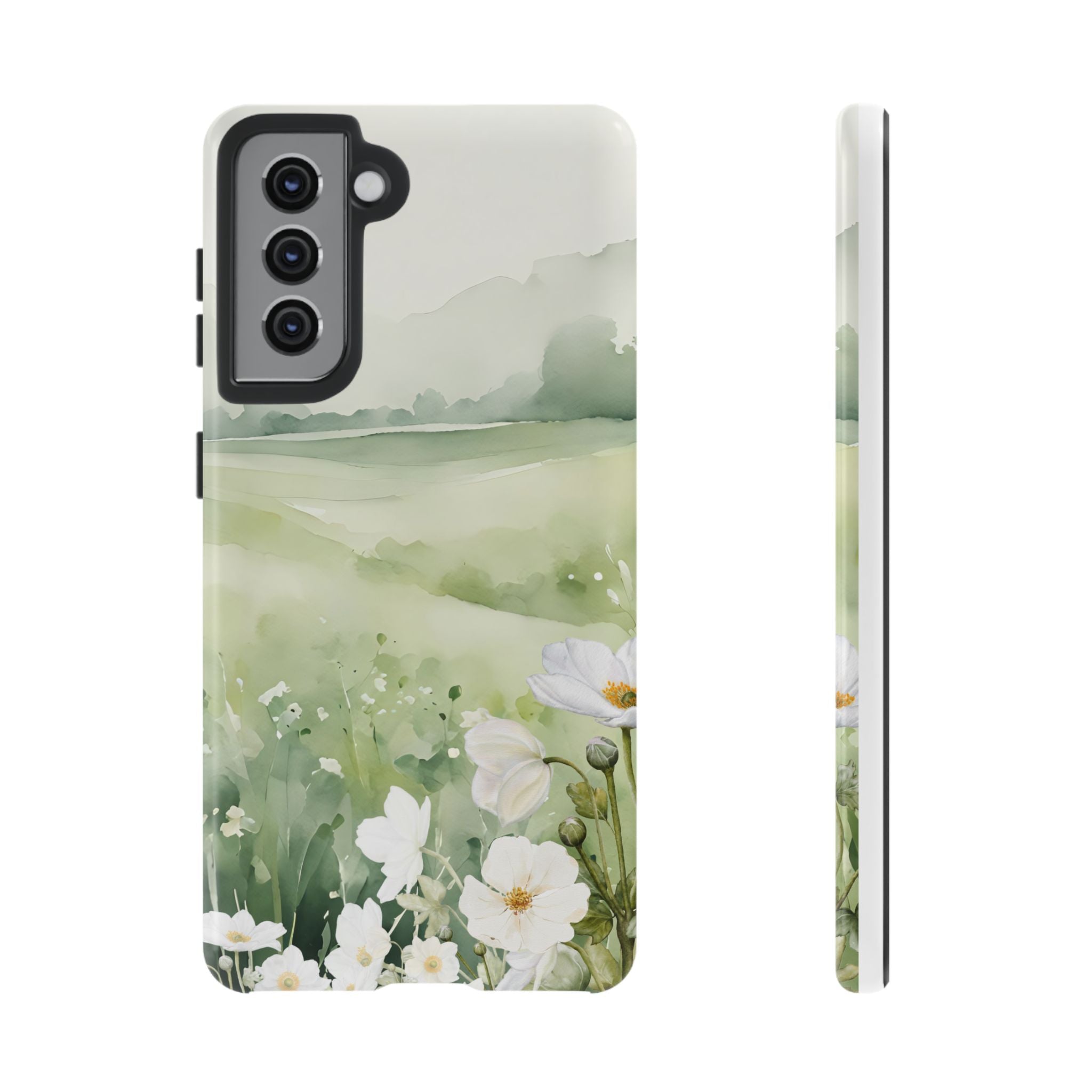 Phone Case - Soft Serene Landscape with White Flowers