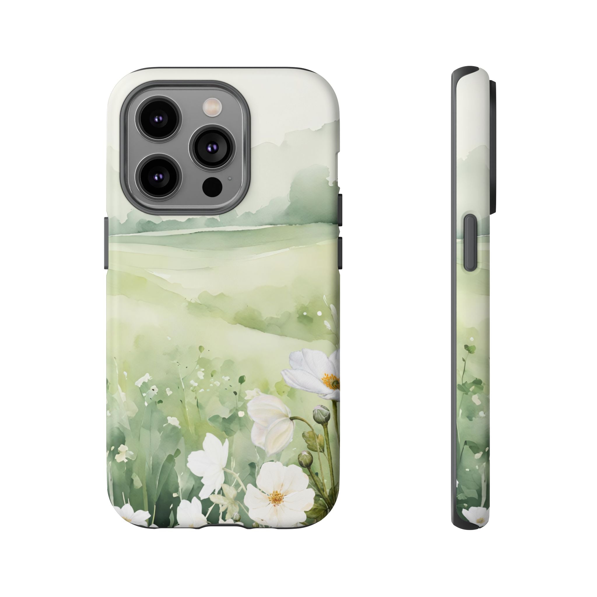 Phone Case - Soft Serene Landscape with White Flowers