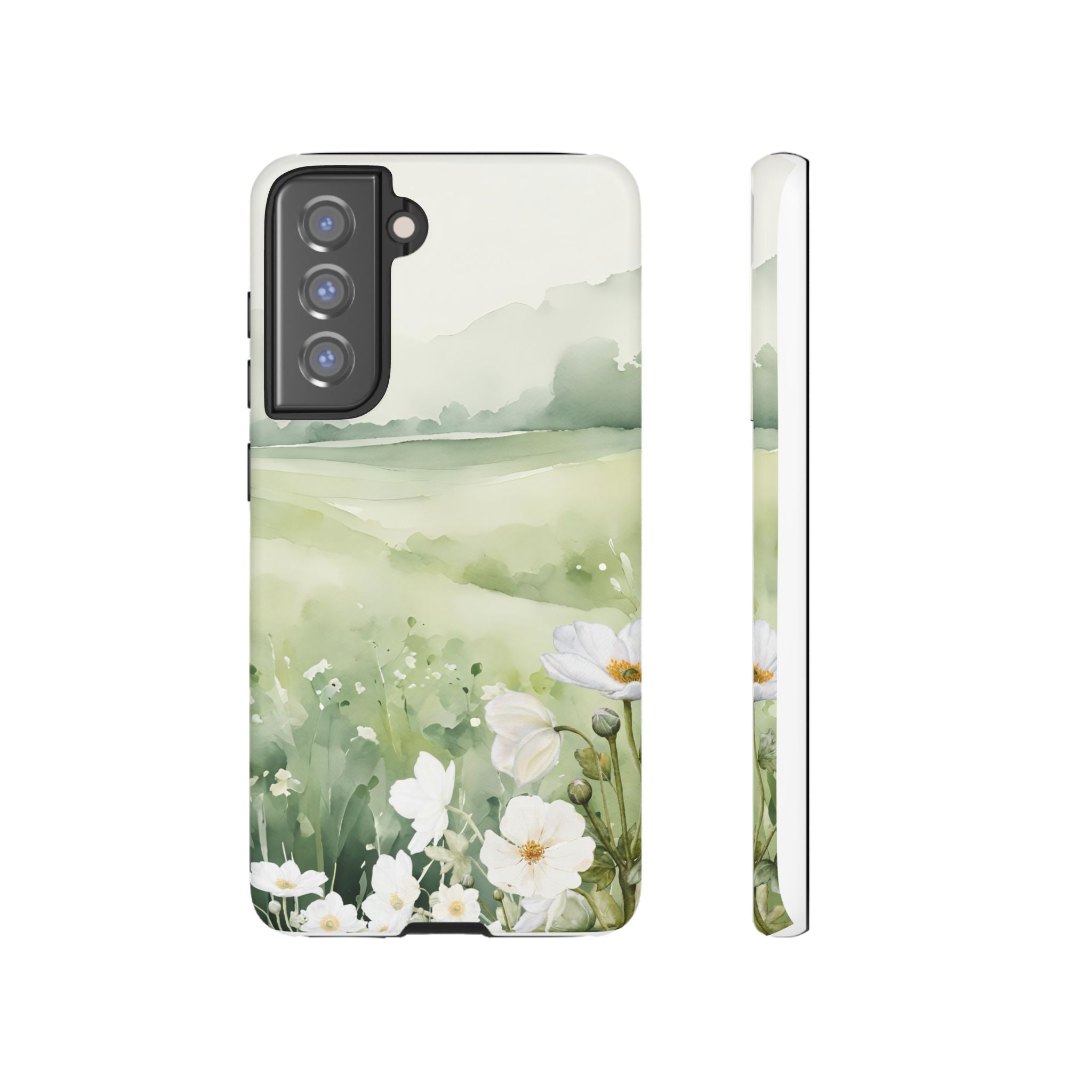 Phone Case - Soft Serene Landscape with White Flowers