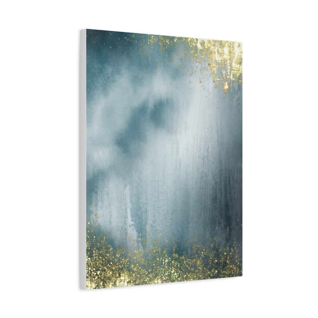 Abstract Teal & Gold Matte Canvas Print — Stretched Wall Art