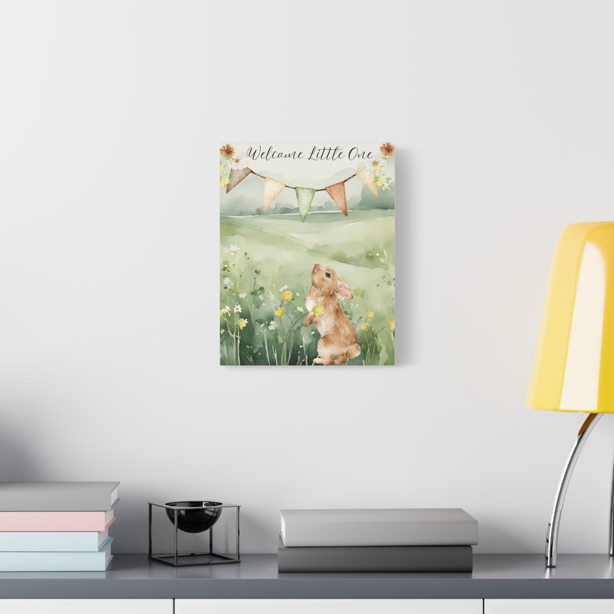 Canvas Print - Sweet Bunny Watercolor Nursery Decoration 11 x14, 12 x 16