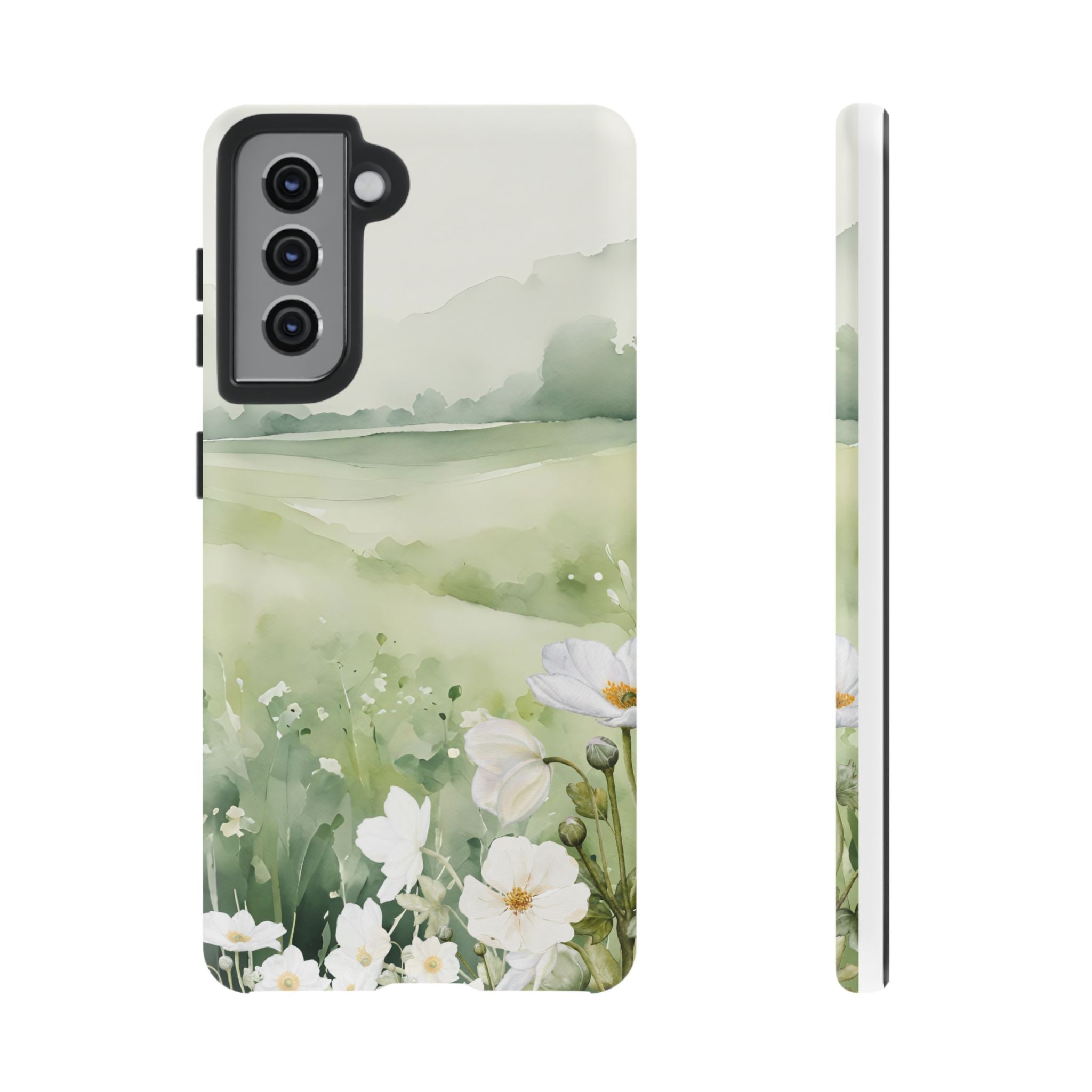 Phone Case - Soft Serene Landscape with White Flowers