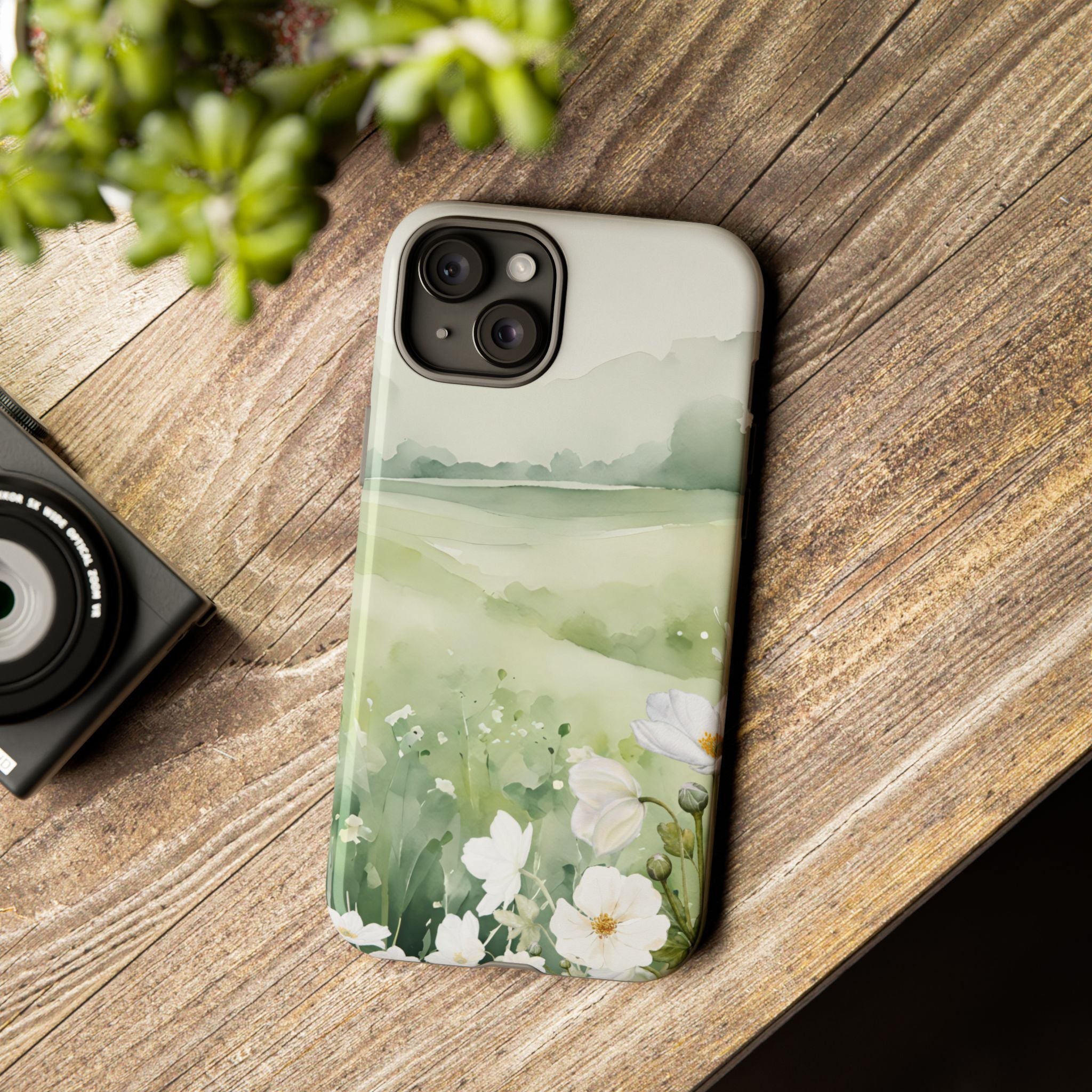 Phone Case - Soft Serene Landscape with White Flowers