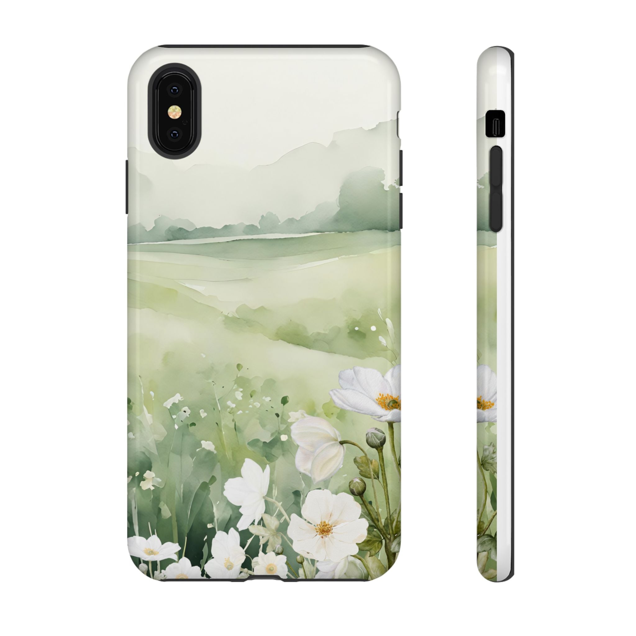 Phone Case - Soft Serene Landscape with White Flowers