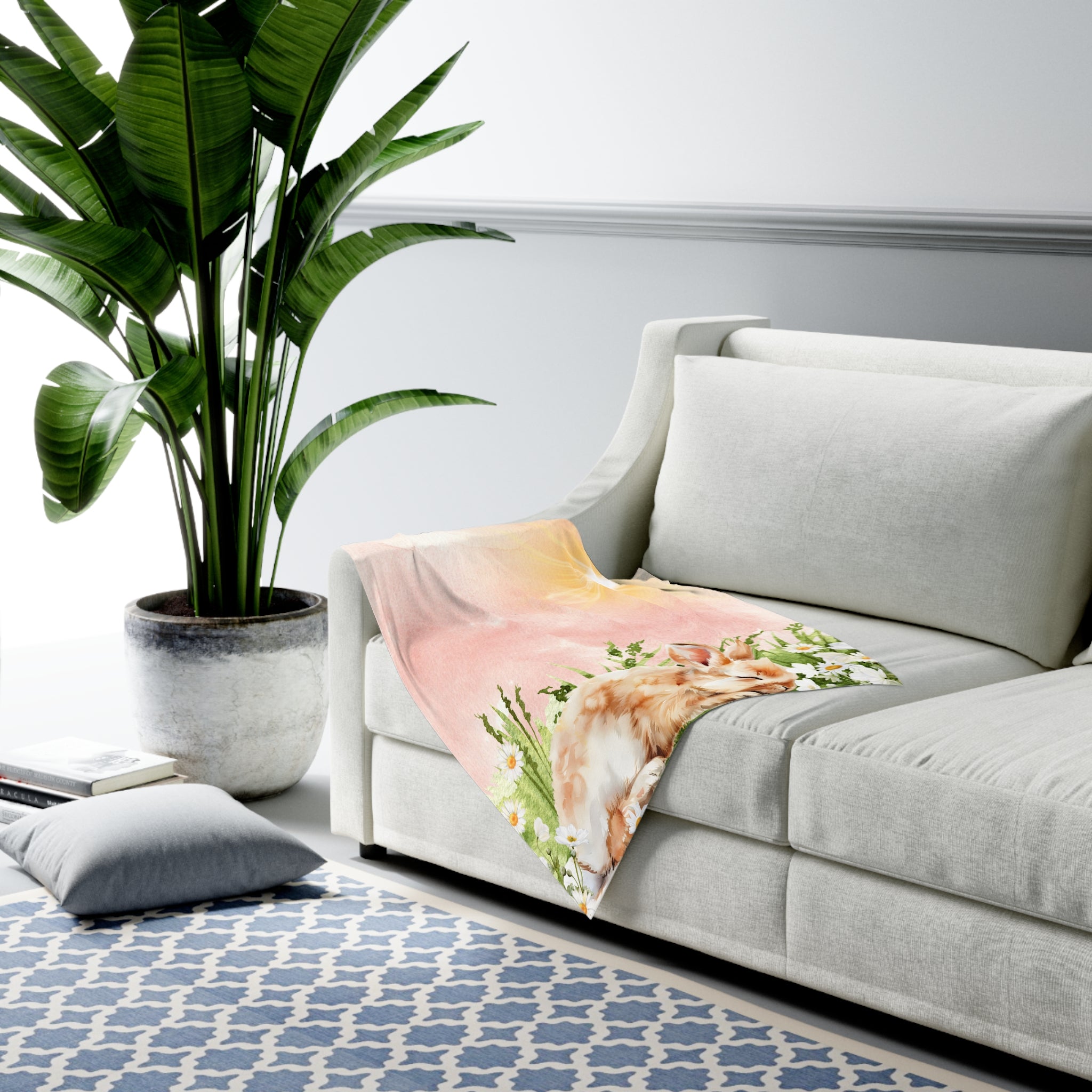 Swaddle Blanket - Sweet Baby Bunny Vintage Vibe Design