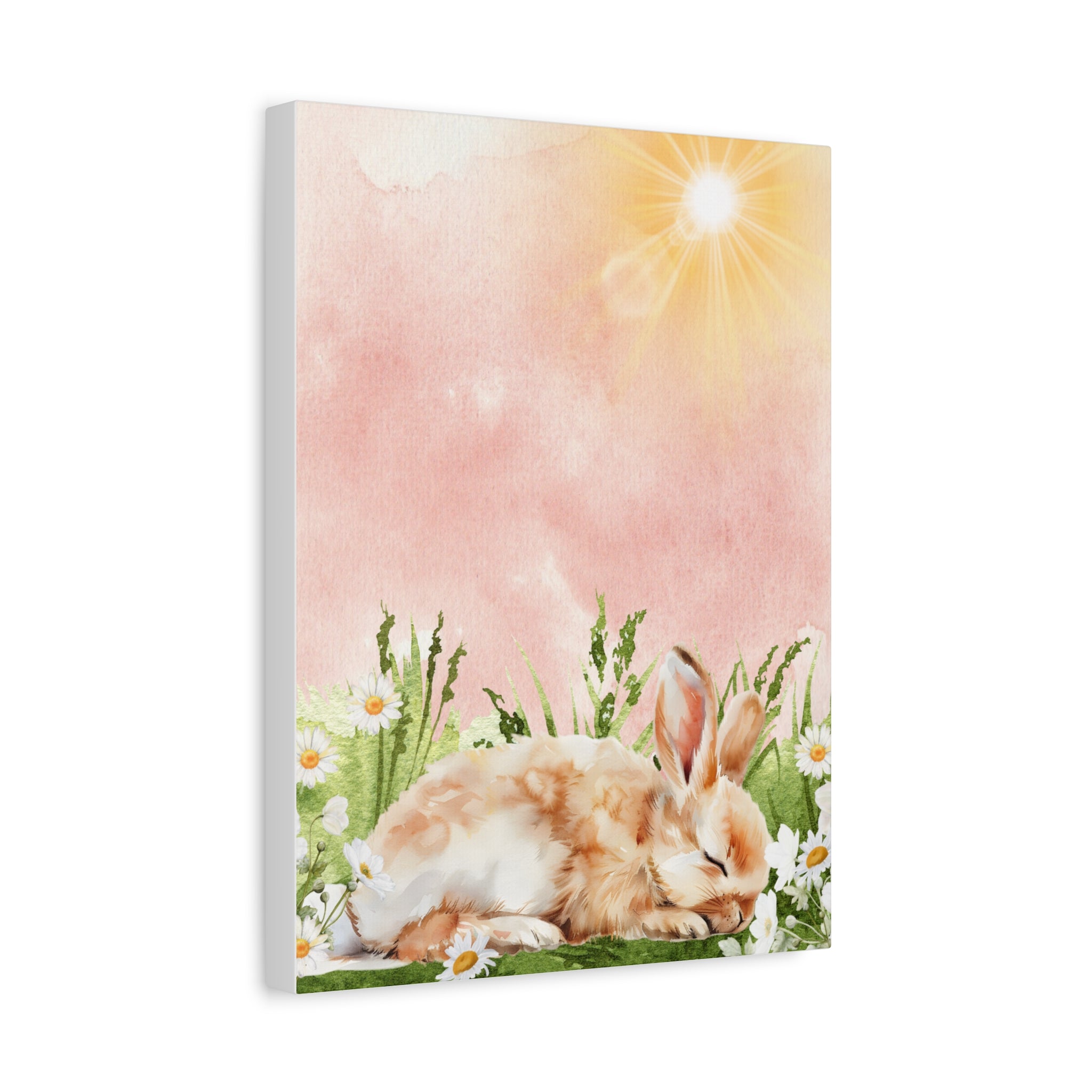 Canvas Print - Baby Bunny Napping in Watercolor Sunlight