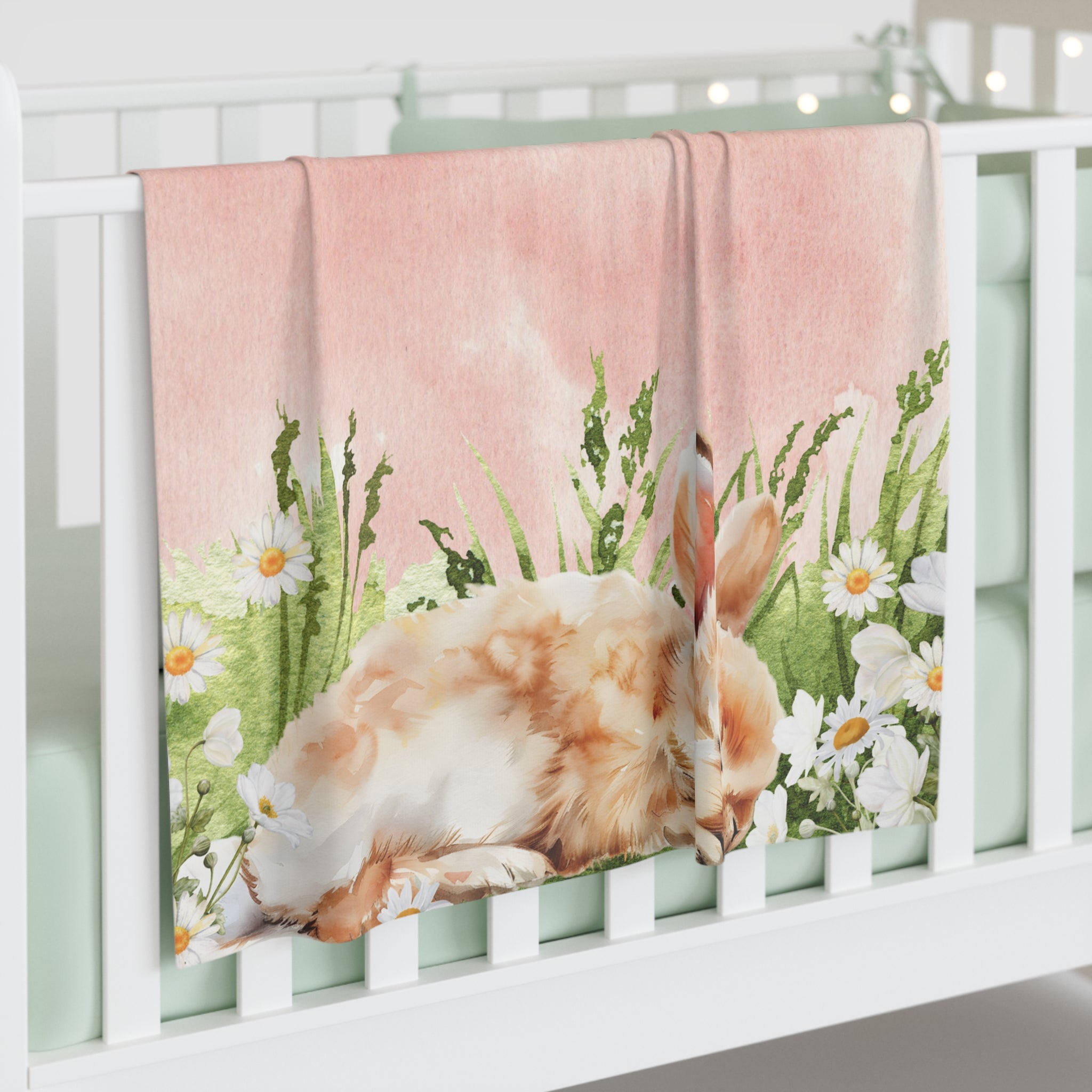 Swaddle Blanket - Sweet Baby Bunny Vintage Vibe Design