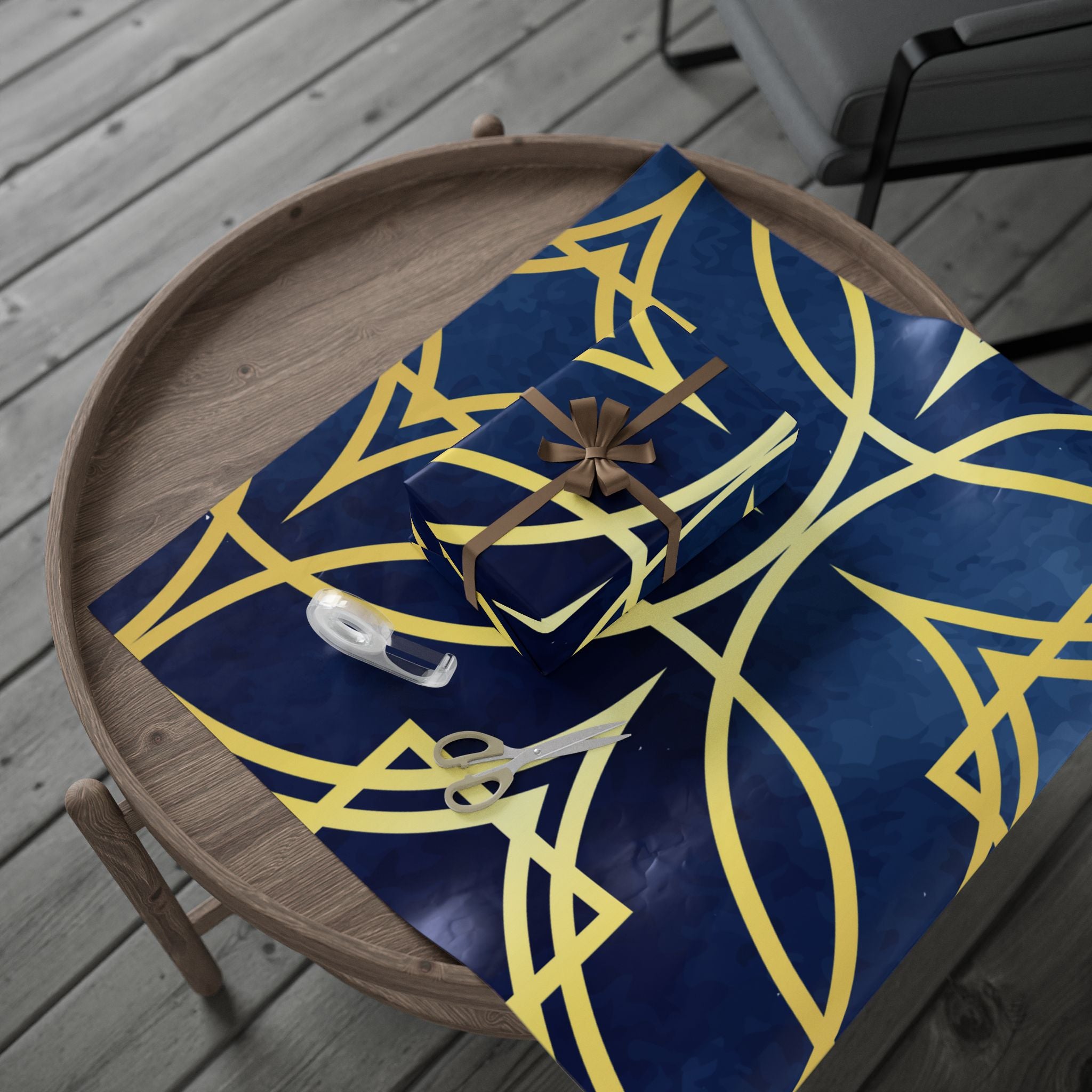 Wrapping Papers - Elegant Navy Blue and Gold Geometric Design