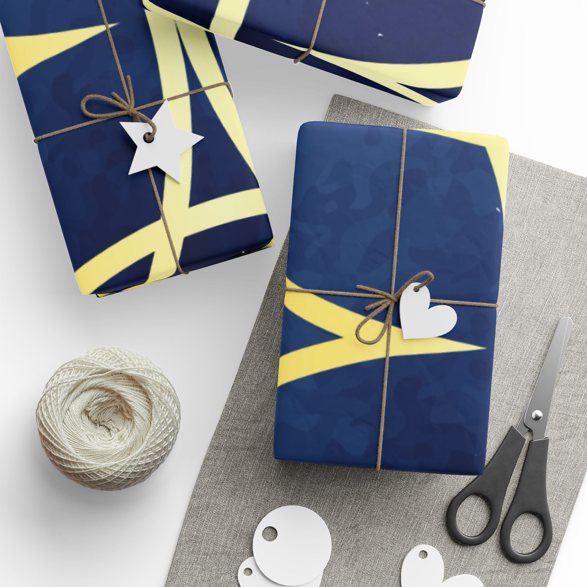 Wrapping Papers - Elegant Navy Blue and Gold Geometric Design