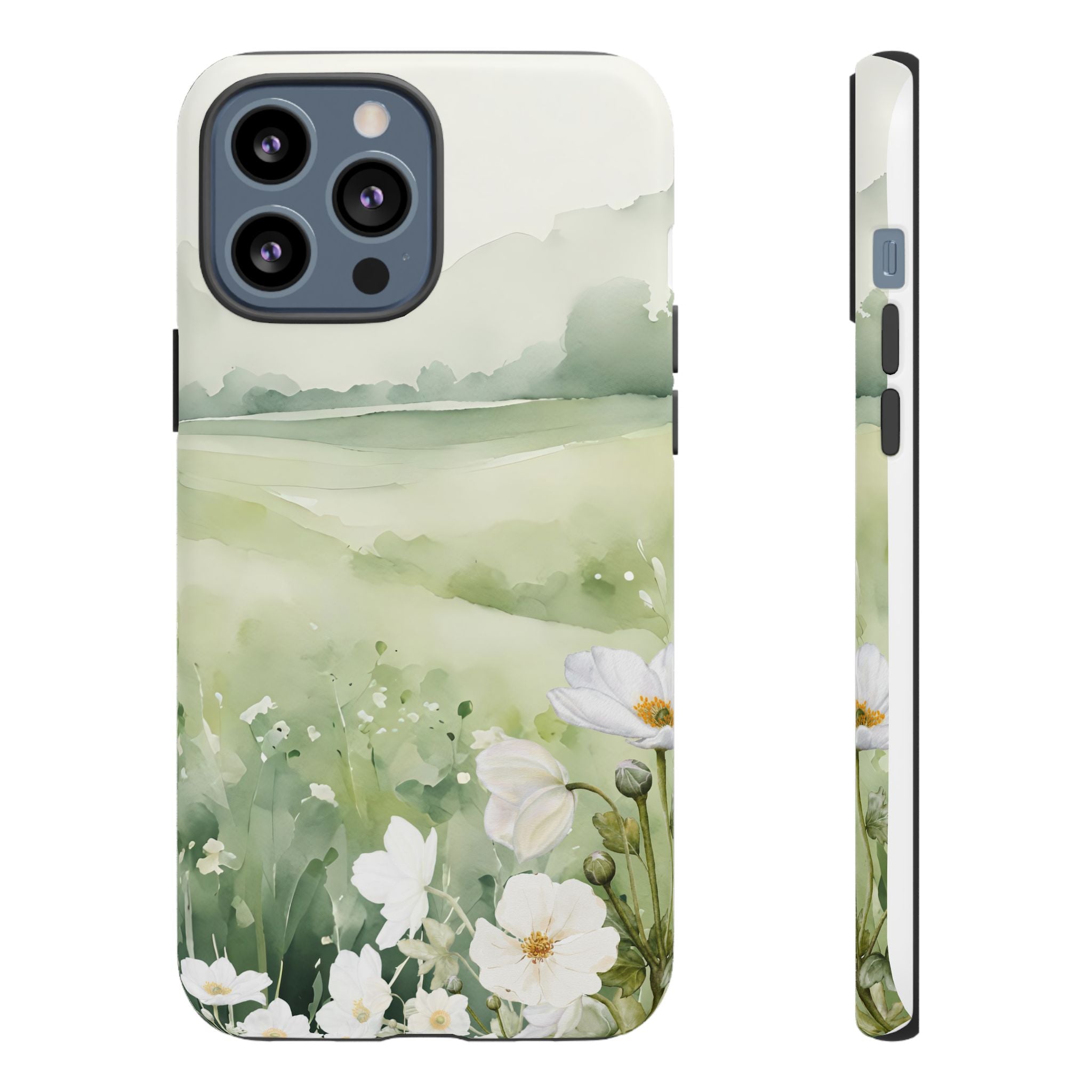 Phone Case - Soft Serene Landscape with White Flowers