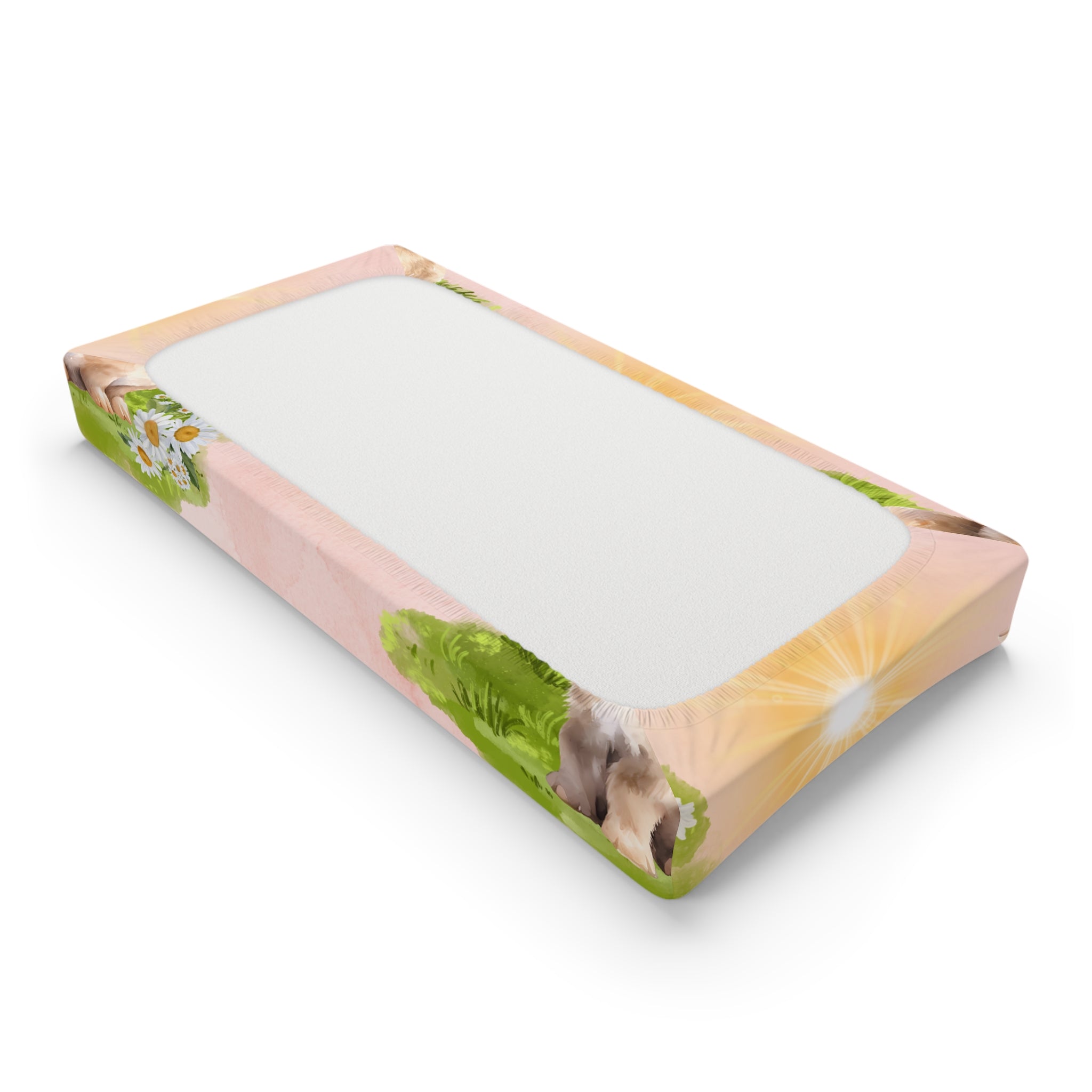 Changing Pad Cover - Sweet Baby Bunny Napping in the Afternoon Sun Design