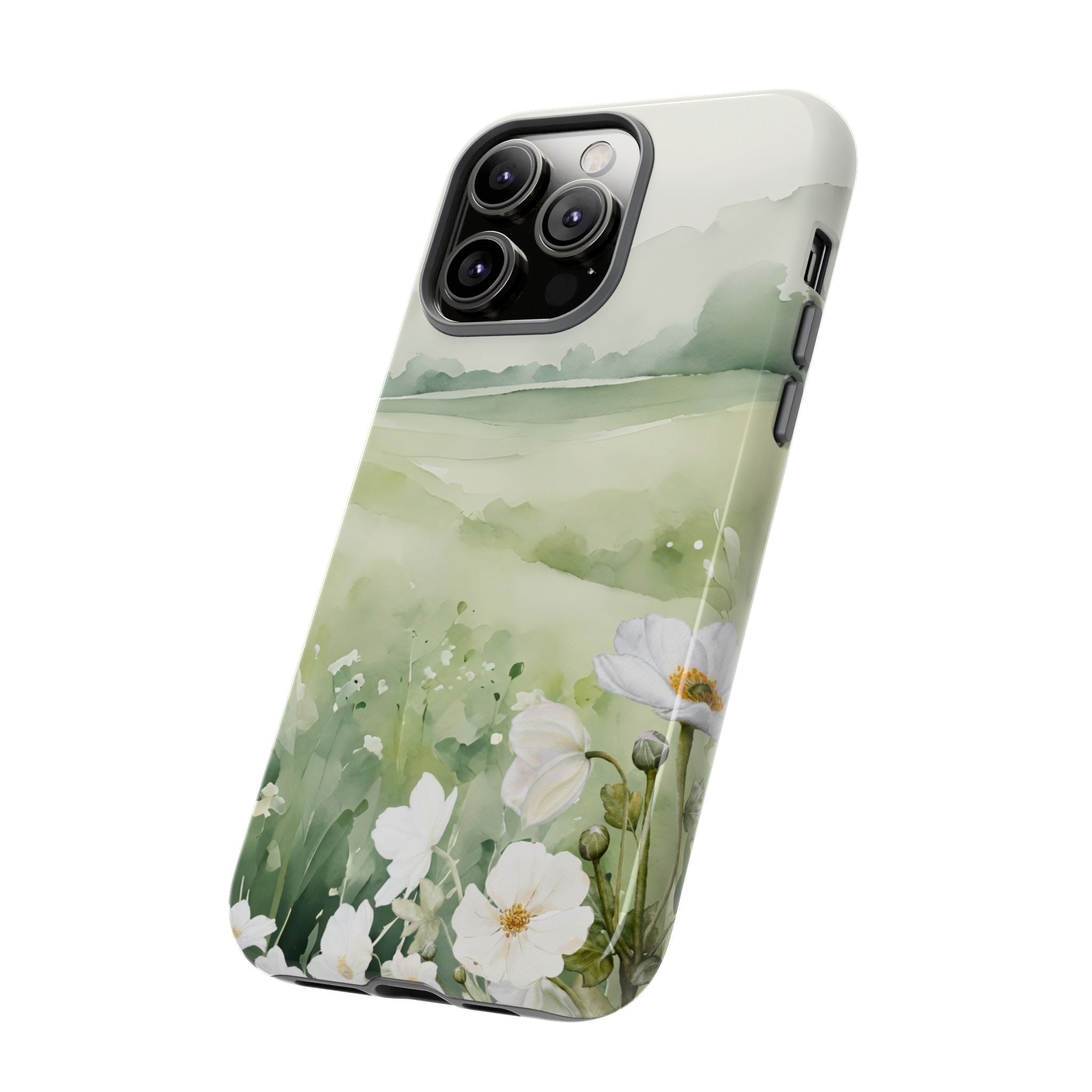 Phone Case - Soft Serene Landscape with White Flowers