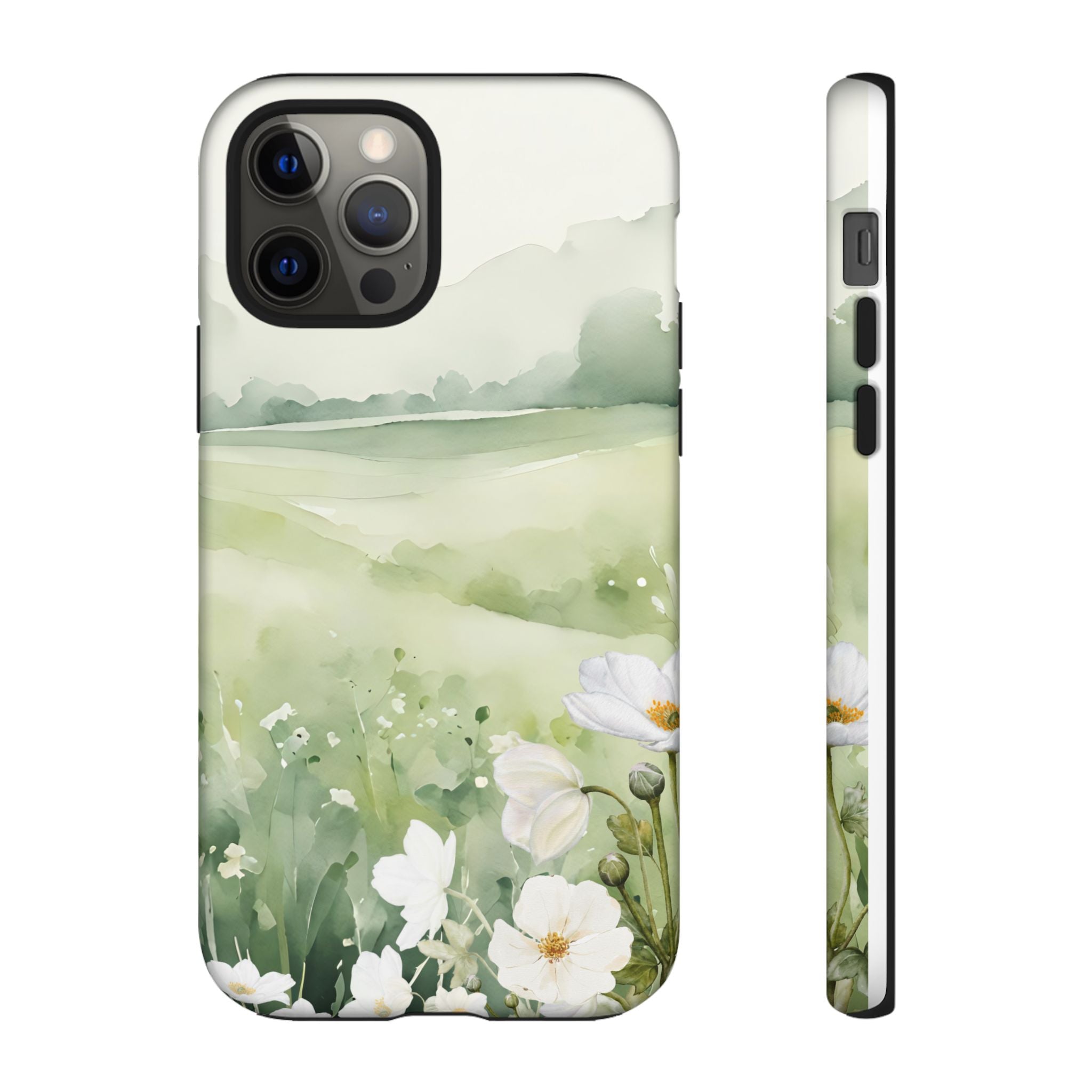 Phone Case - Soft Serene Landscape with White Flowers