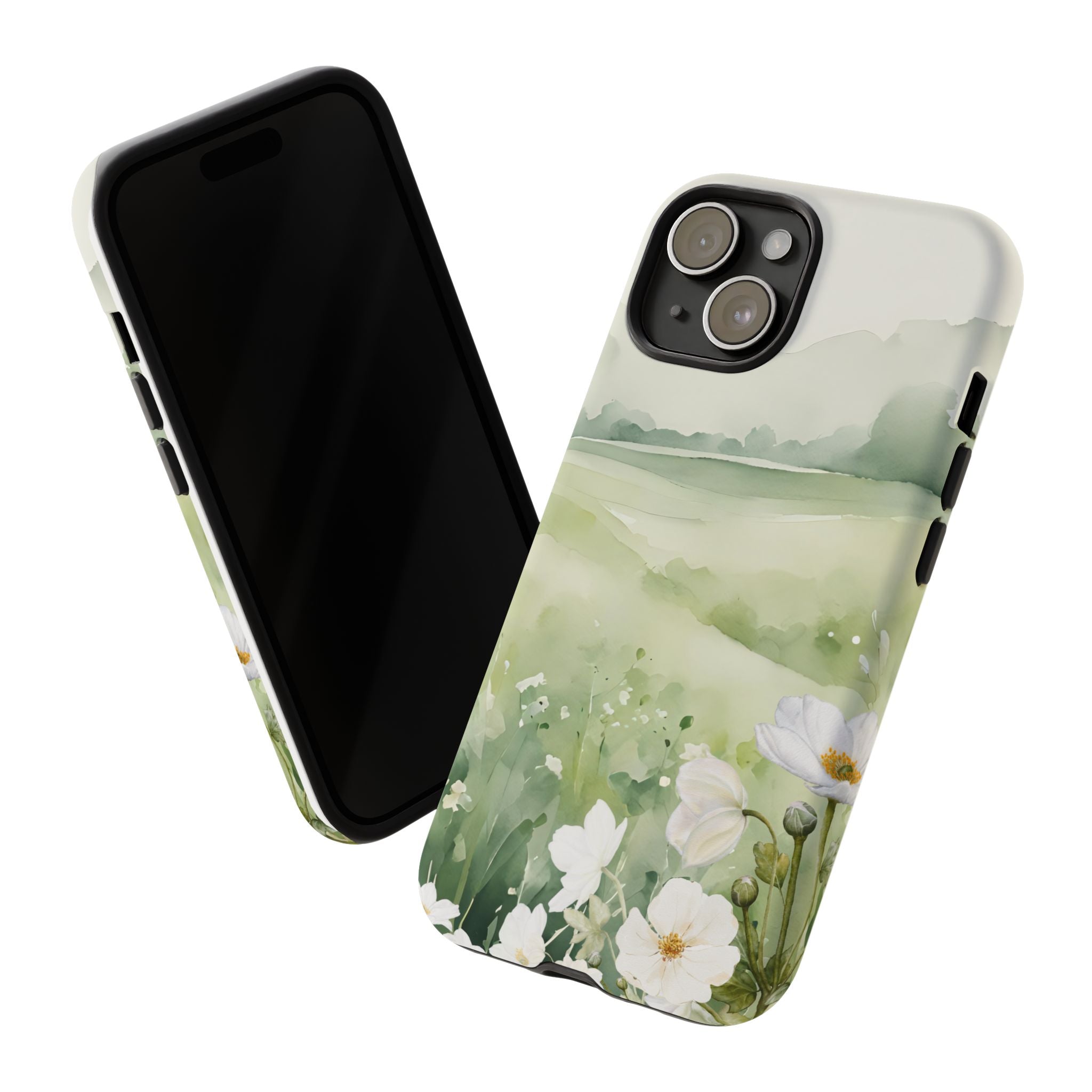 Phone Case - Soft Serene Landscape with White Flowers