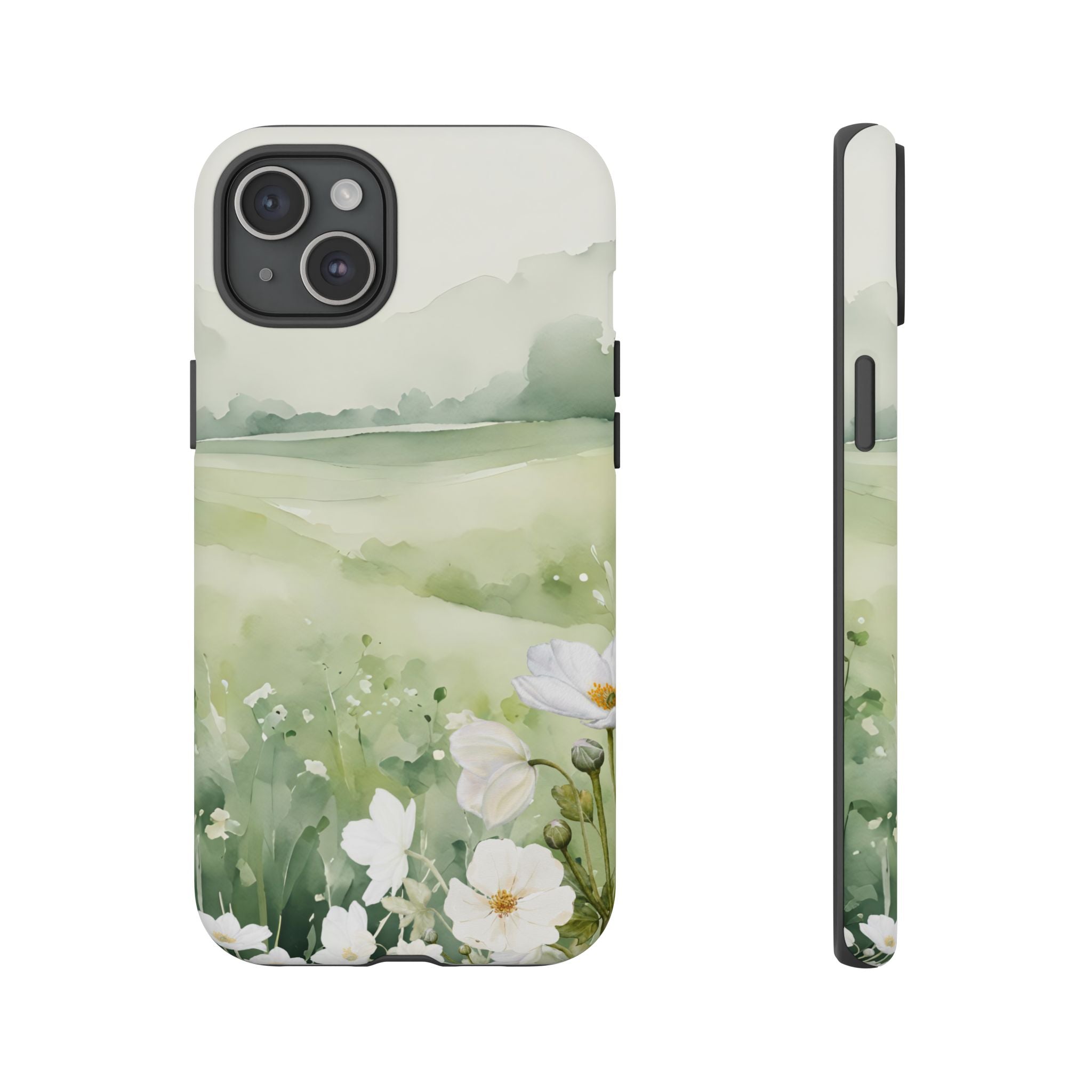 Phone Case - Soft Serene Landscape with White Flowers