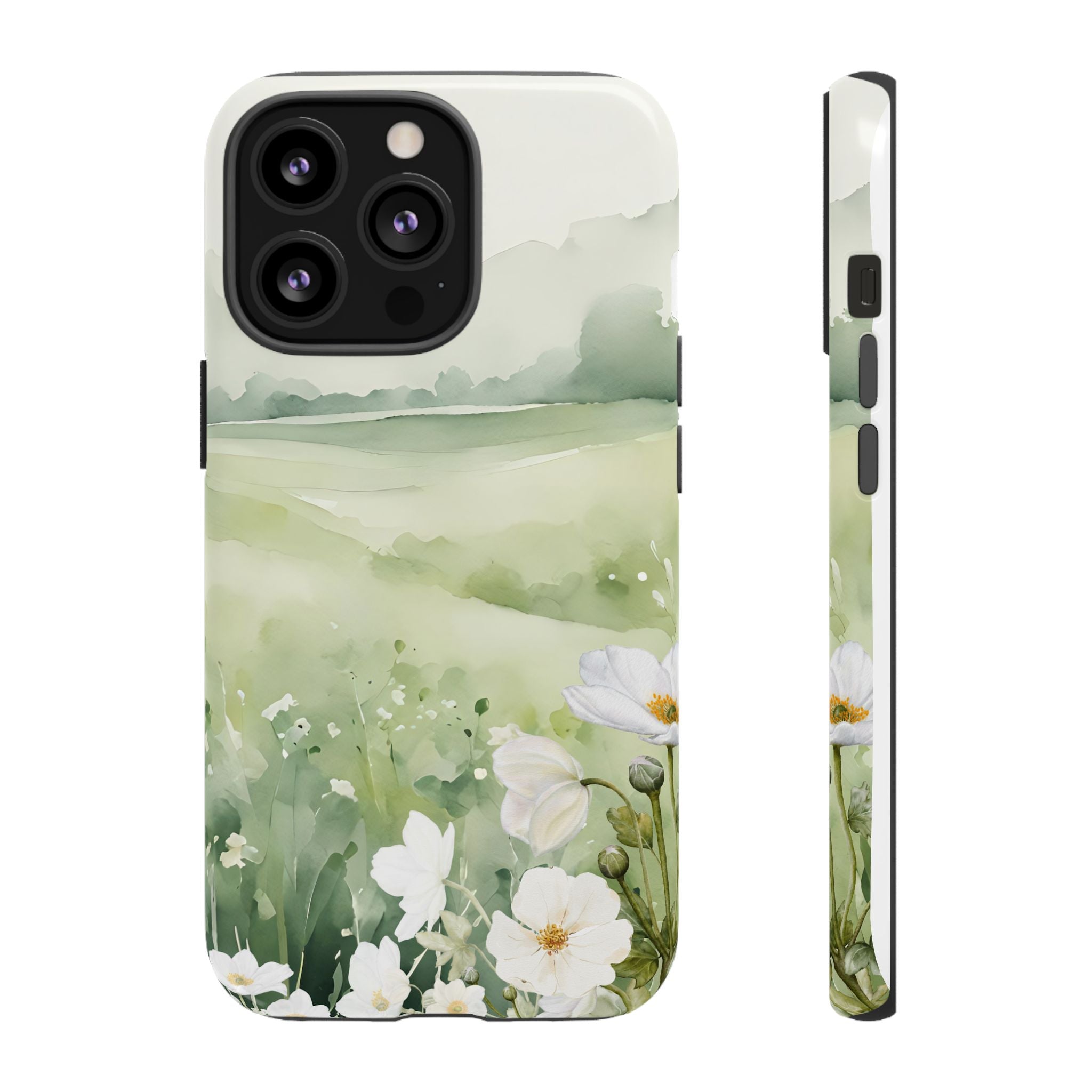 Phone Case - Soft Serene Landscape with White Flowers