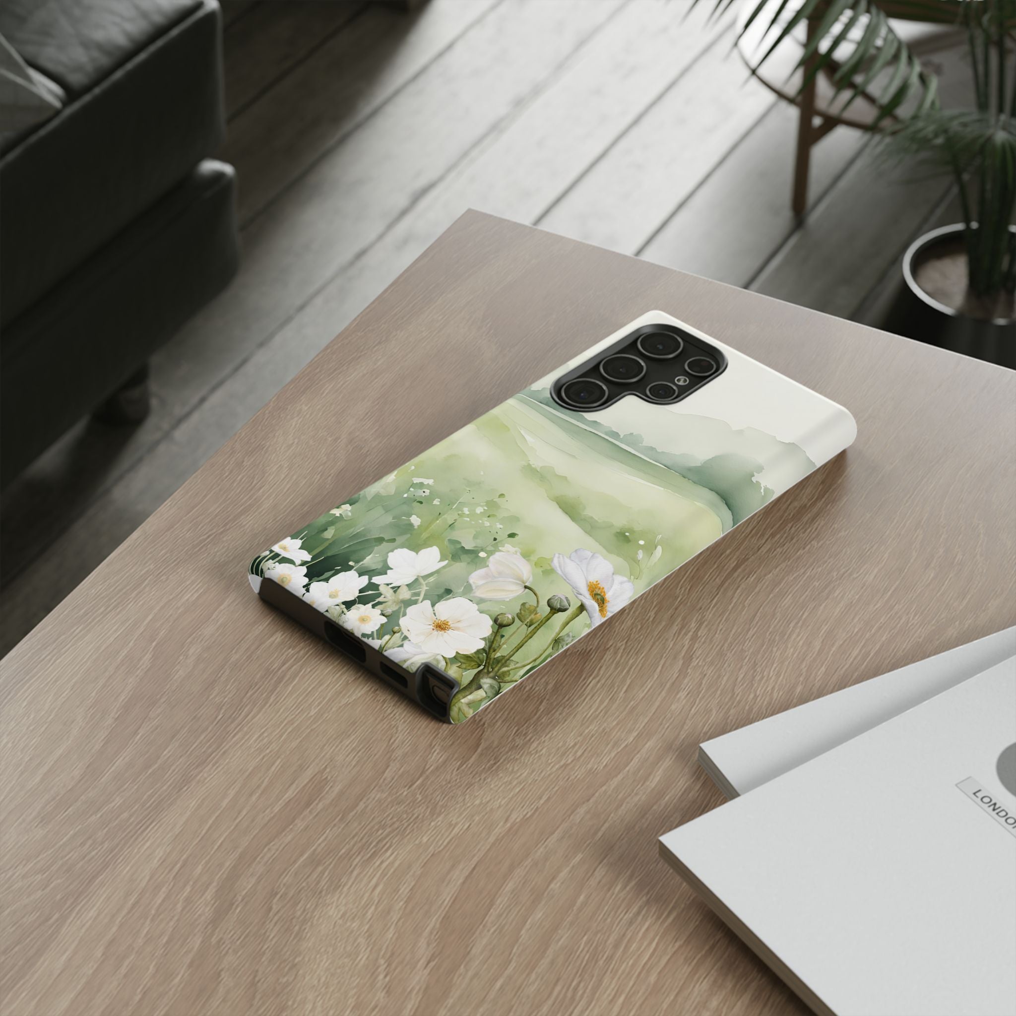Phone Case - Soft Serene Landscape with White Flowers