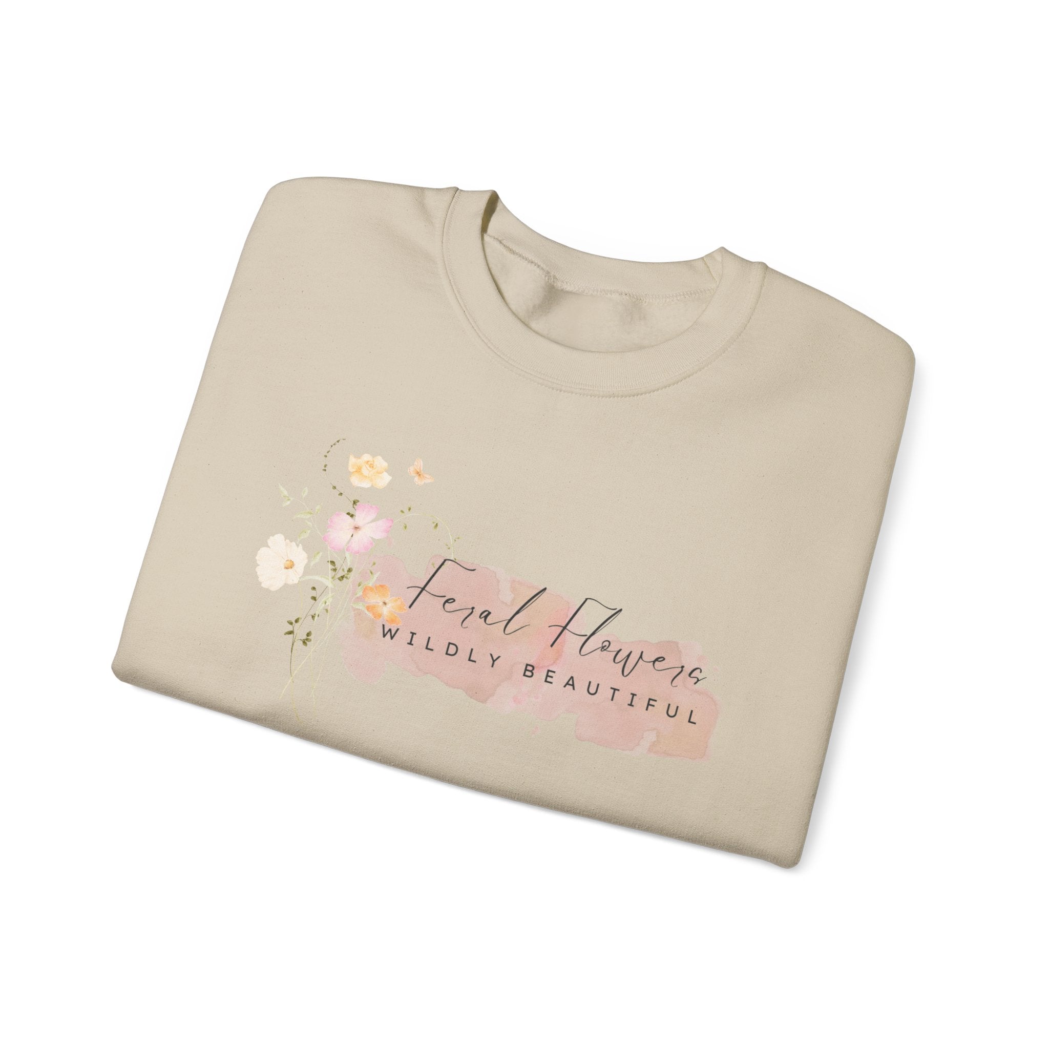Crewneck Sweatshirt with Feral Flowers Design