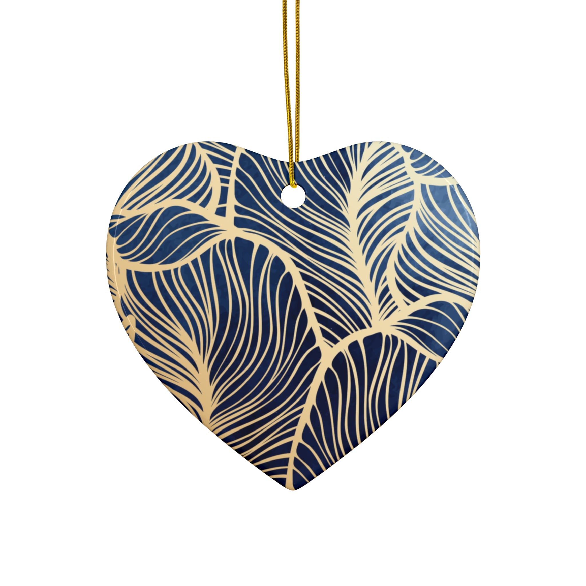 Ceramic Ornament, Elegant Navy Blue and Gold