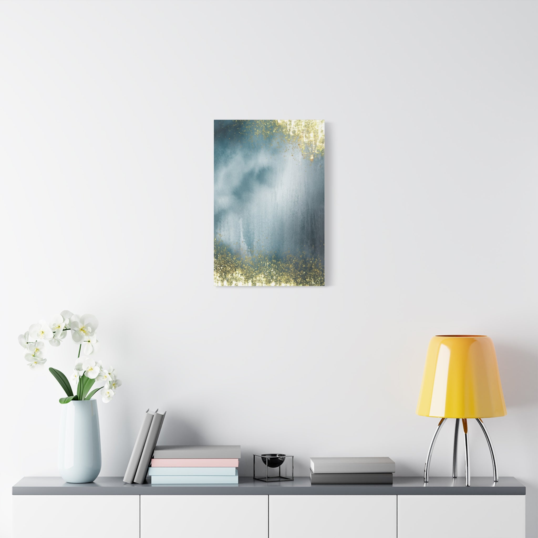 Abstract Teal & Gold Matte Canvas Print — Stretched Wall Art