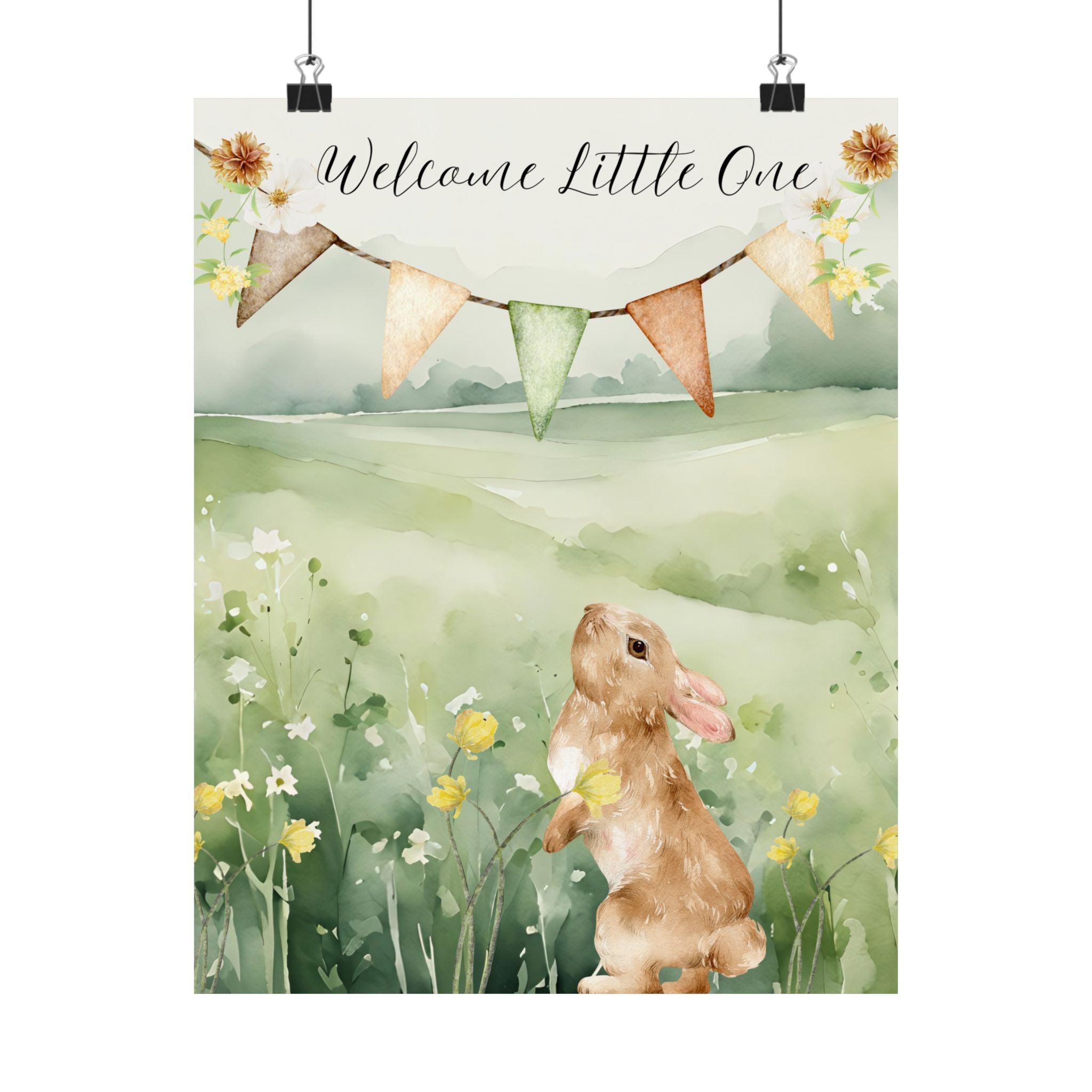 Vertical Poster - Sweet Bunny Watercolor Nursery Decor 8 x10, 11 x14, 12 x 16