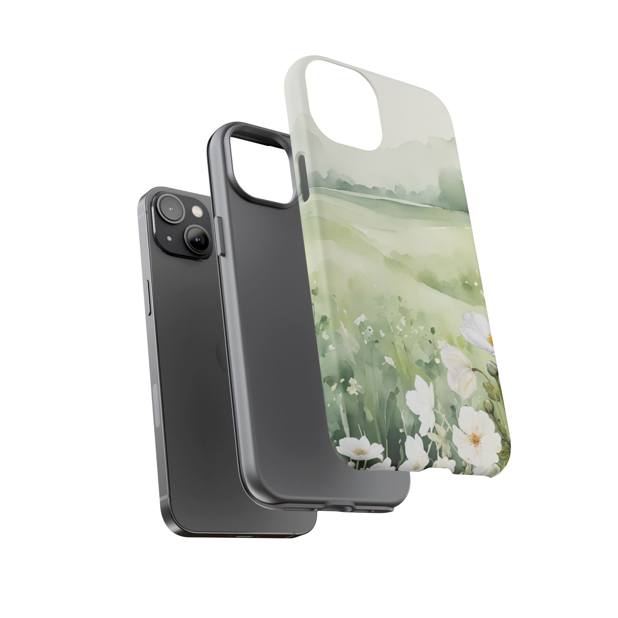 Phone Case - Soft Serene Landscape with White Flowers