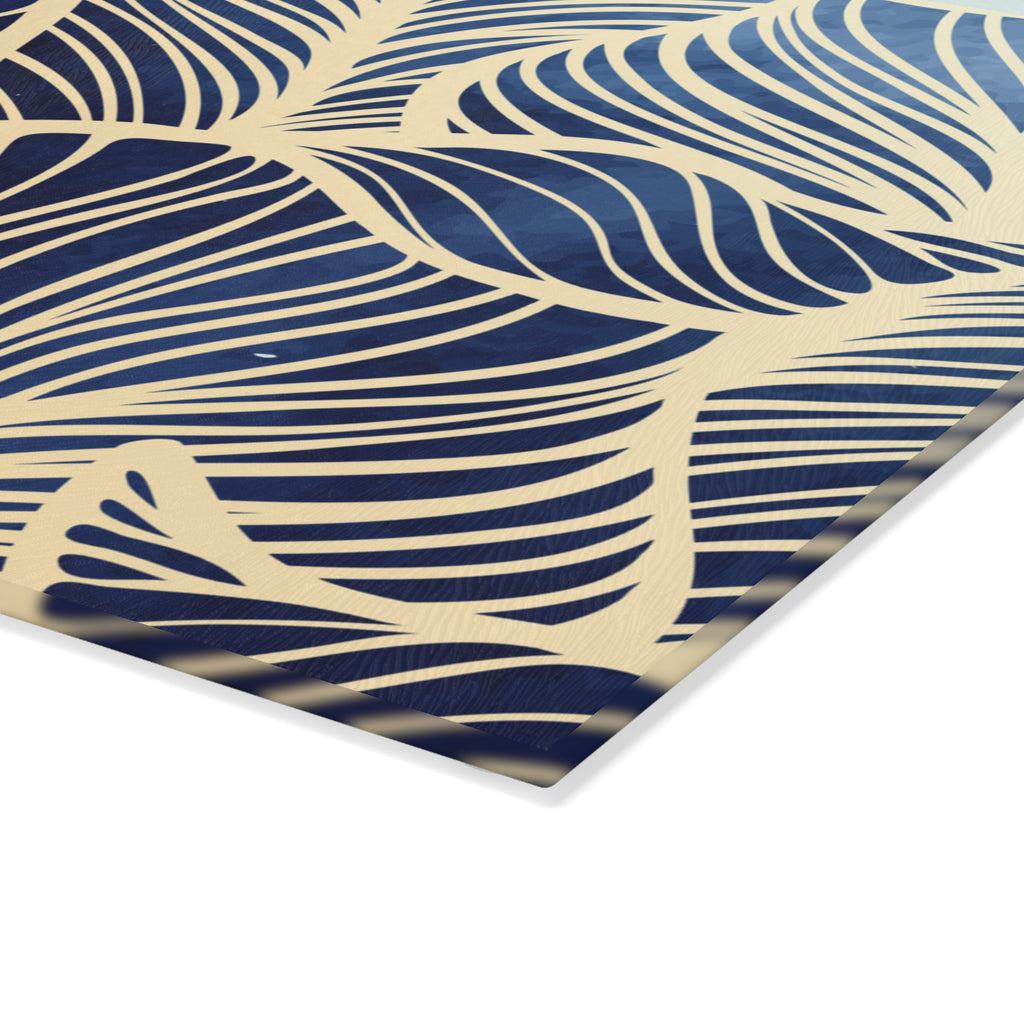 Elegant Leaf Design Glass Cutting Board
