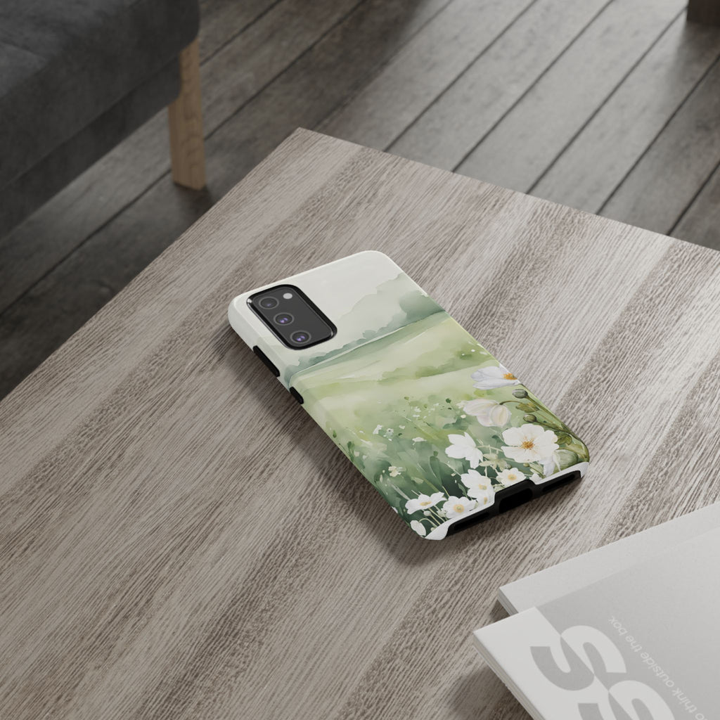 Phone Case - Soft Serene Landscape with White Flowers