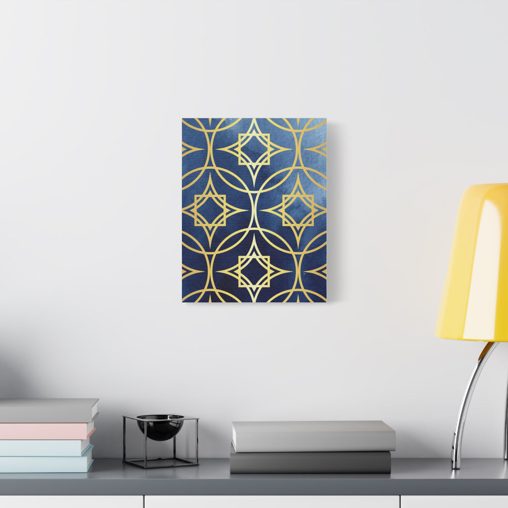 Elegant Blue and Gold Geometric Canvas Wall Art 12 x9, 11x14