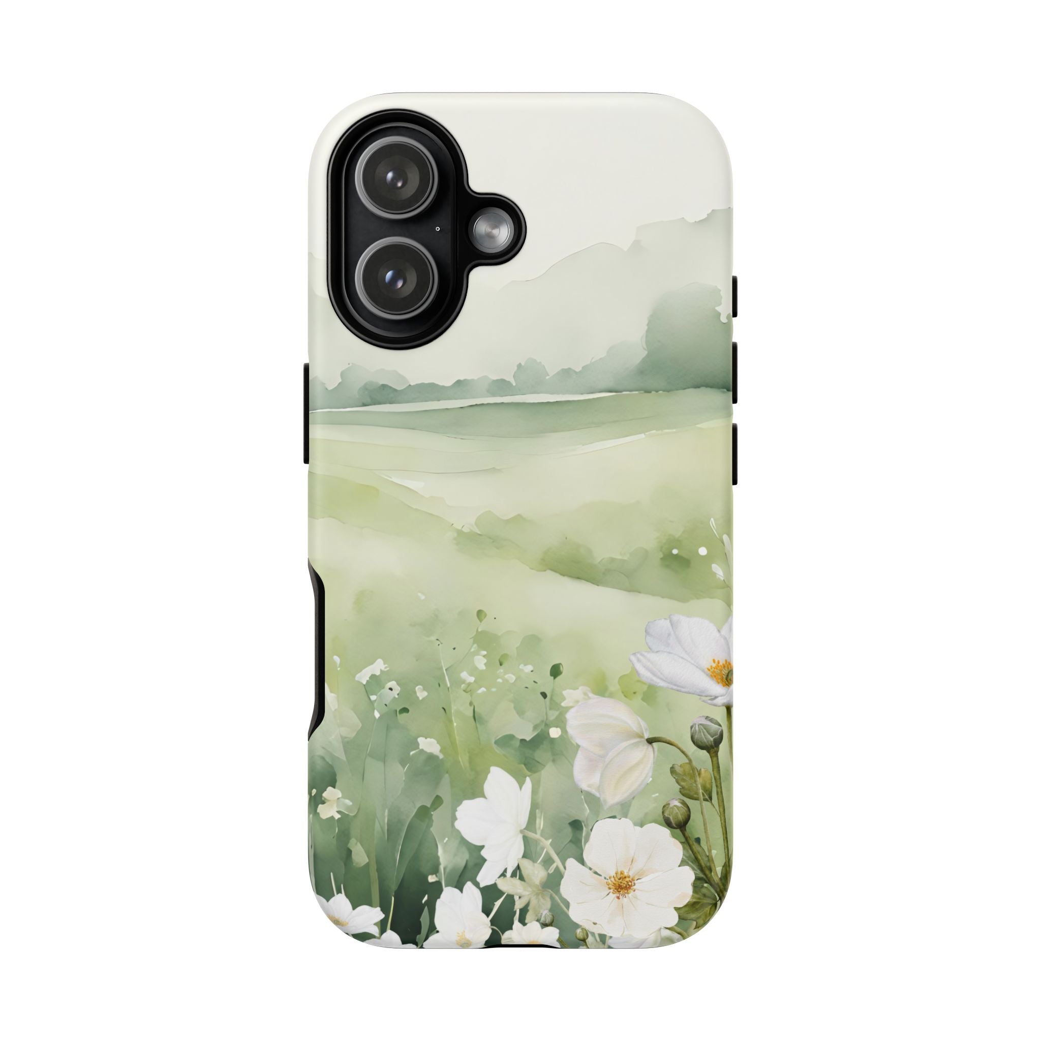 Phone Case - Soft Serene Landscape with White Flowers
