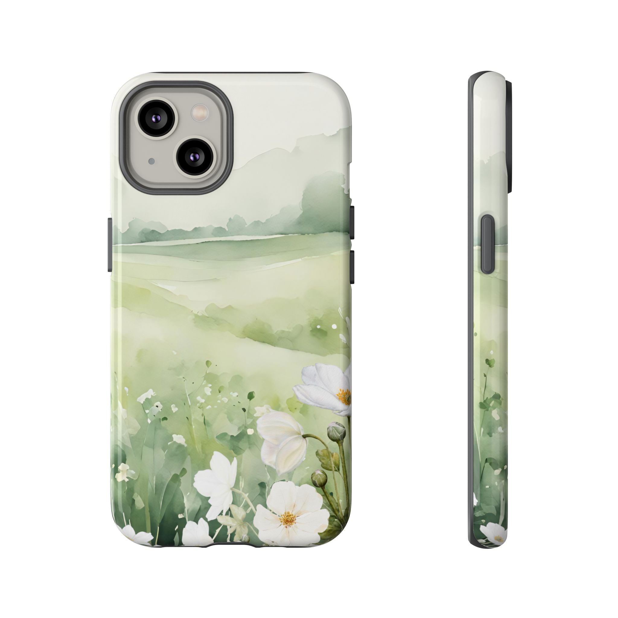 Phone Case - Soft Serene Landscape with White Flowers