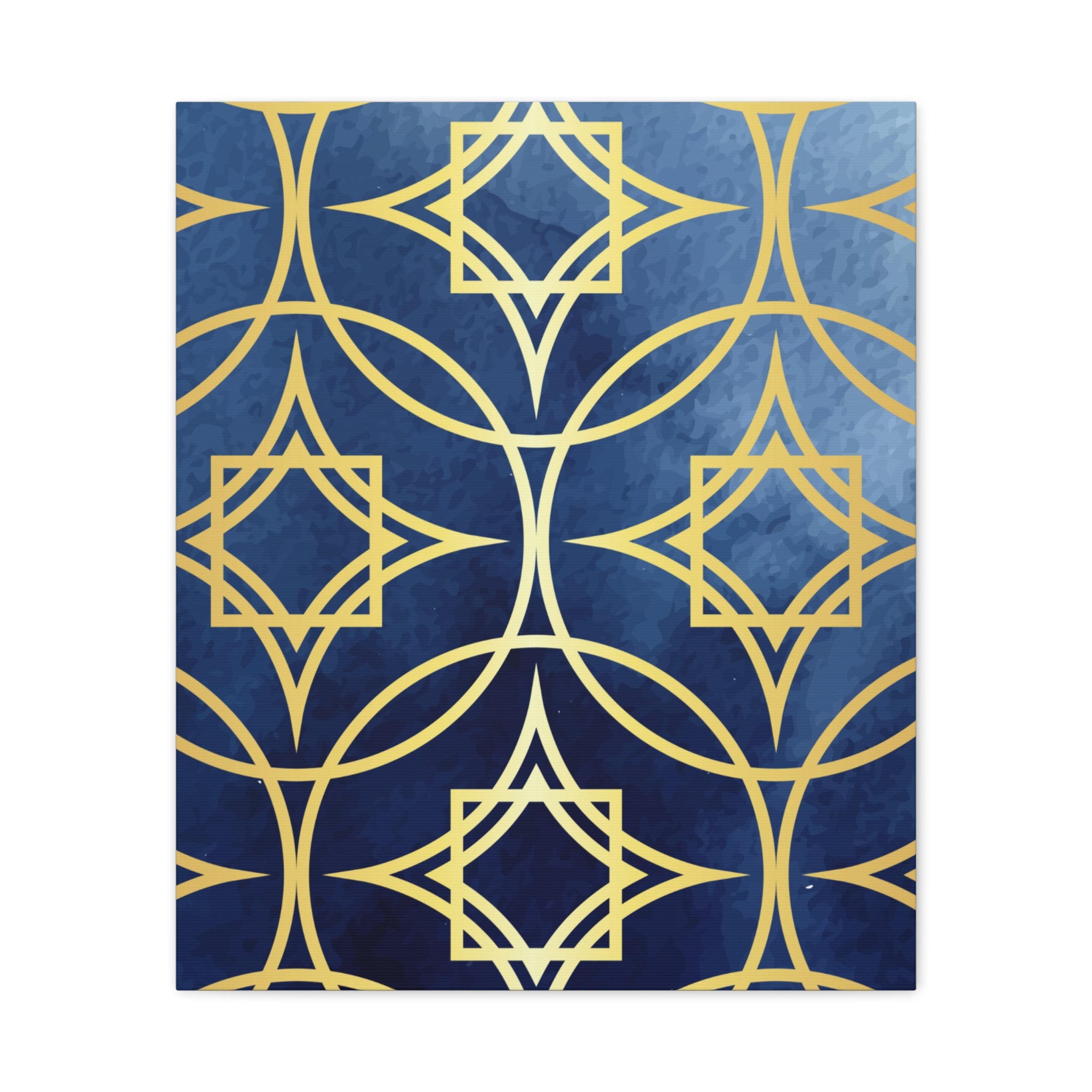 Elegant Blue and Gold Geometric Canvas Wall Art 12 x9, 11 x14