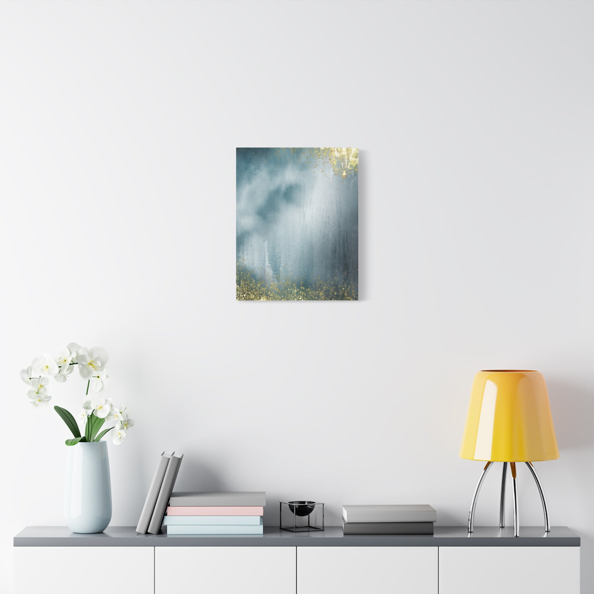 Abstract Teal & Gold Matte Canvas Print — Stretched Wall Art