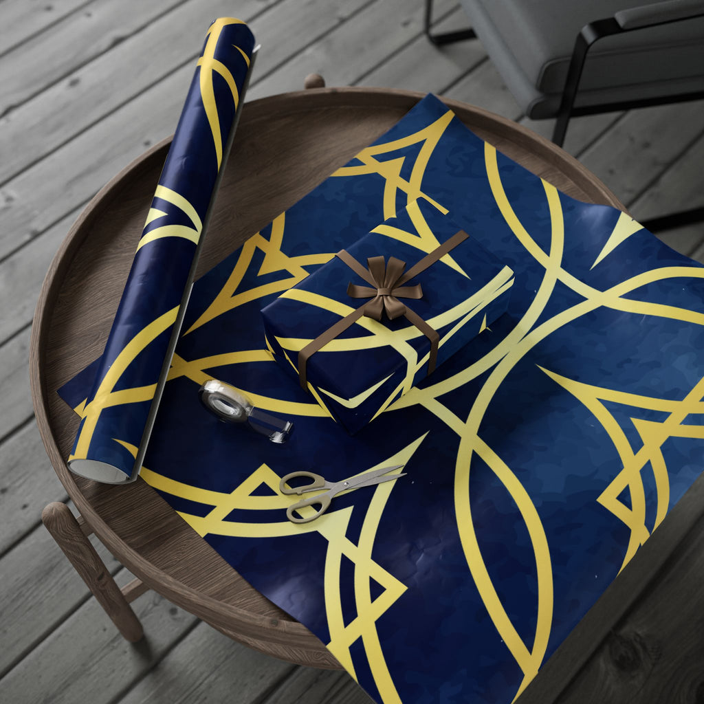 Wrapping Papers - Elegant Navy Blue and Gold Geometric Design