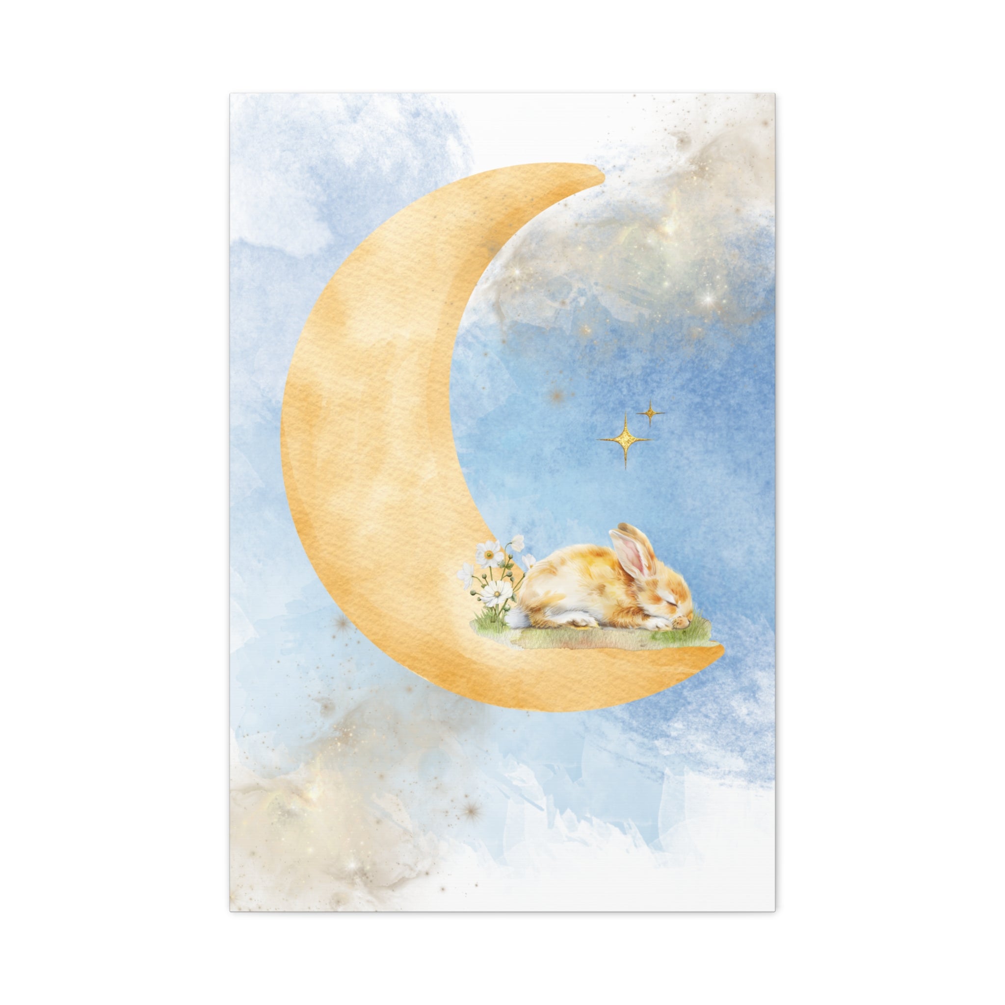 Whimsical Moon Rabbit Canvas Art