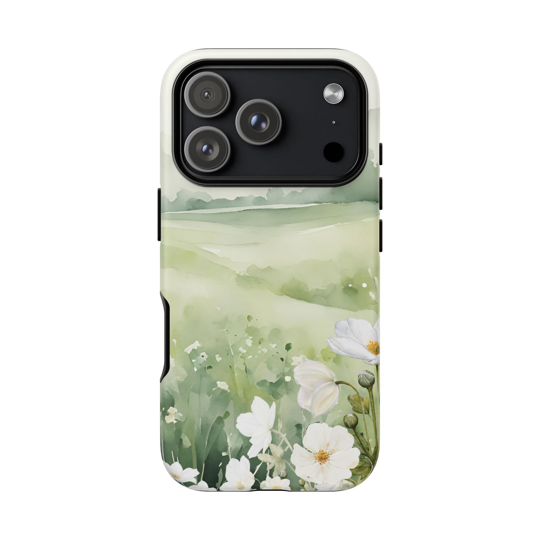 Phone Case - Soft Serene Landscape with White Flowers
